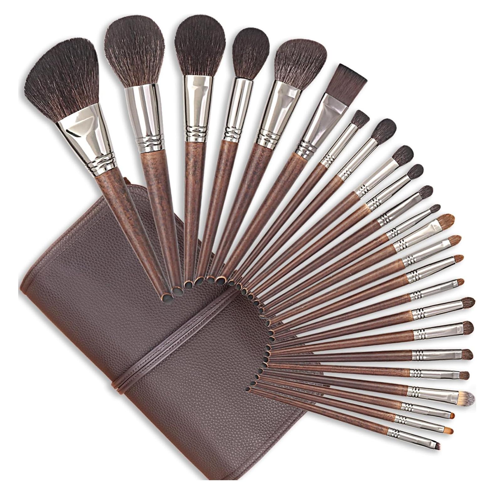 Juego de Brochas de Maquillaje ENZO K 24 Pcs Naturales Deluxe