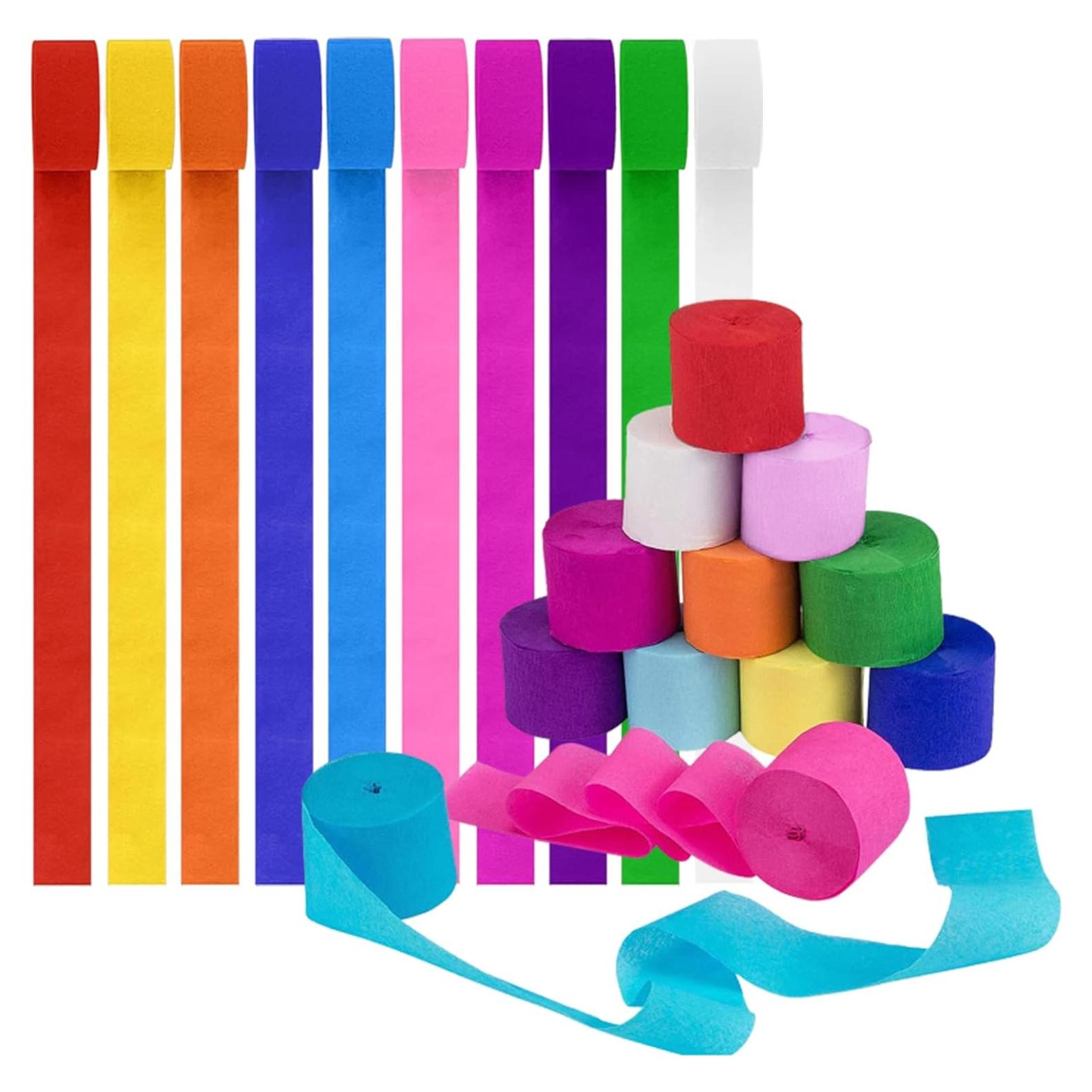 10 Rollos de Papel Crepé JEKUGOT 100m x 3.5cm para Fiestas