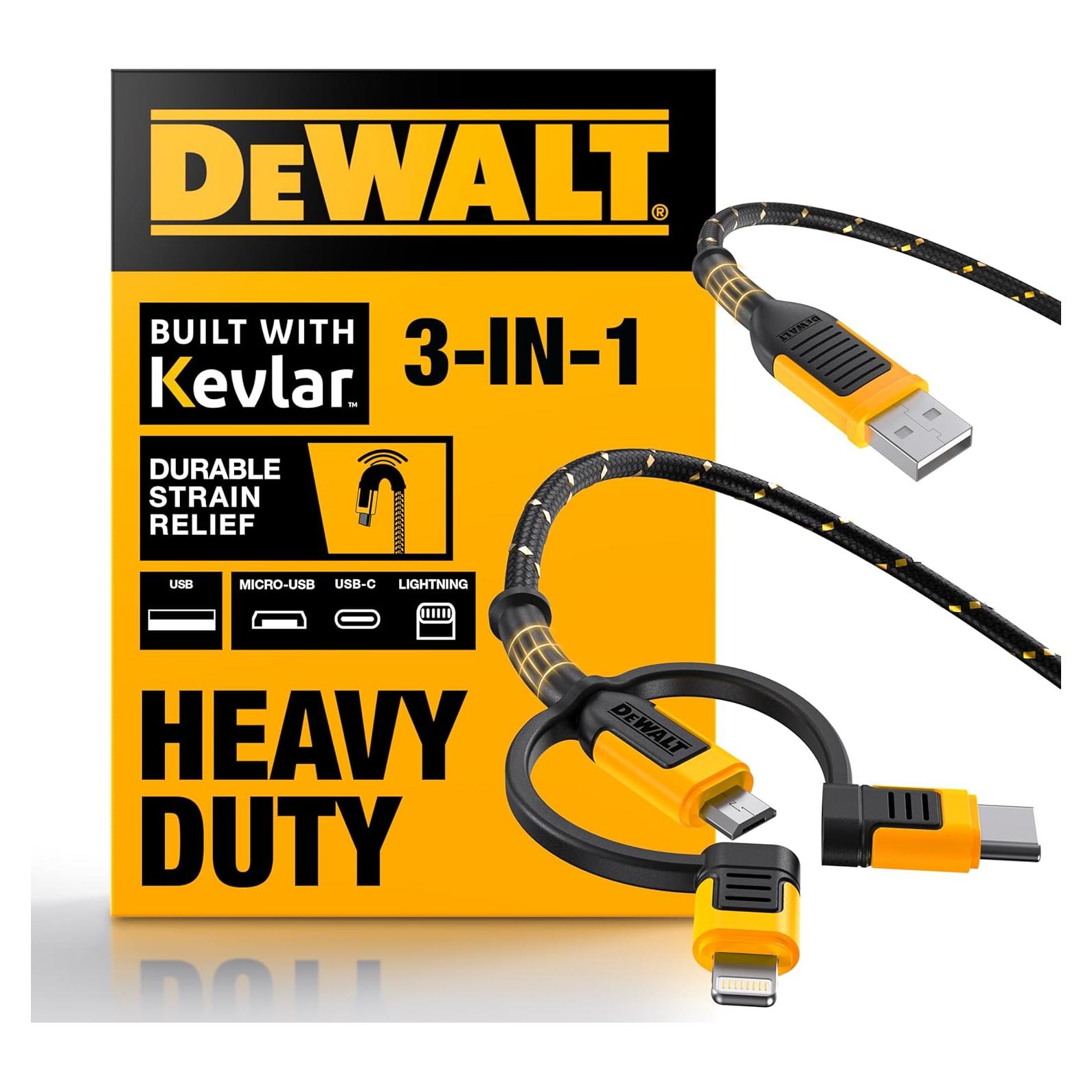 Cable DEWALT 3-en-1 Reforzado 182 cm Carga Universal