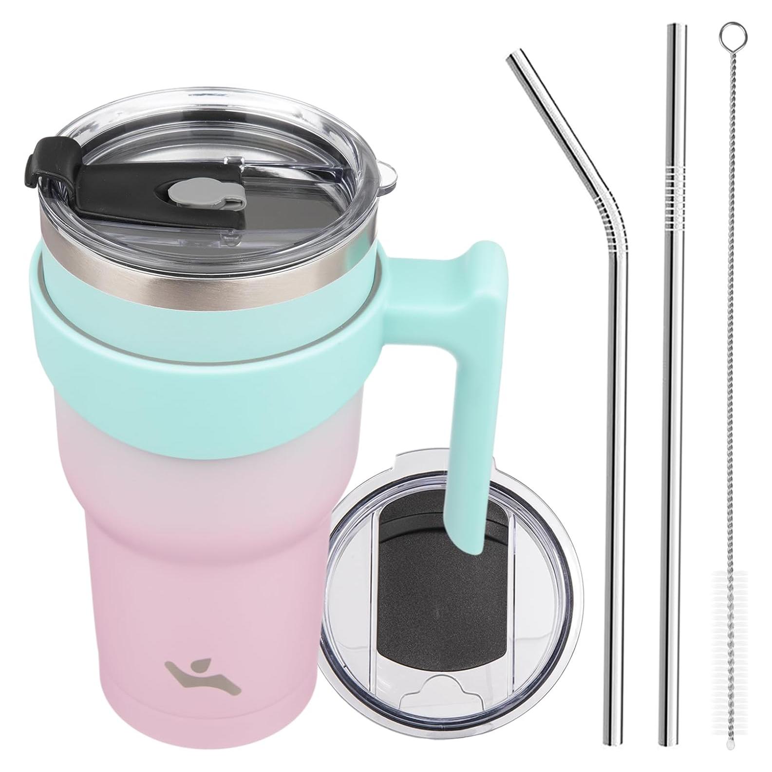 Taza Aislada Konokyo 30 oz con Asa y 2 Popotes