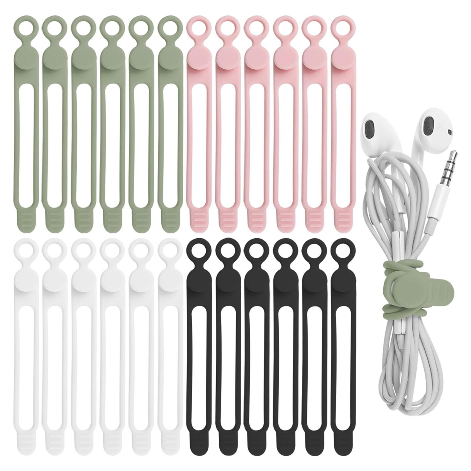 Correas de Silicona Nearockle 24 Pcs Organizador de Cables