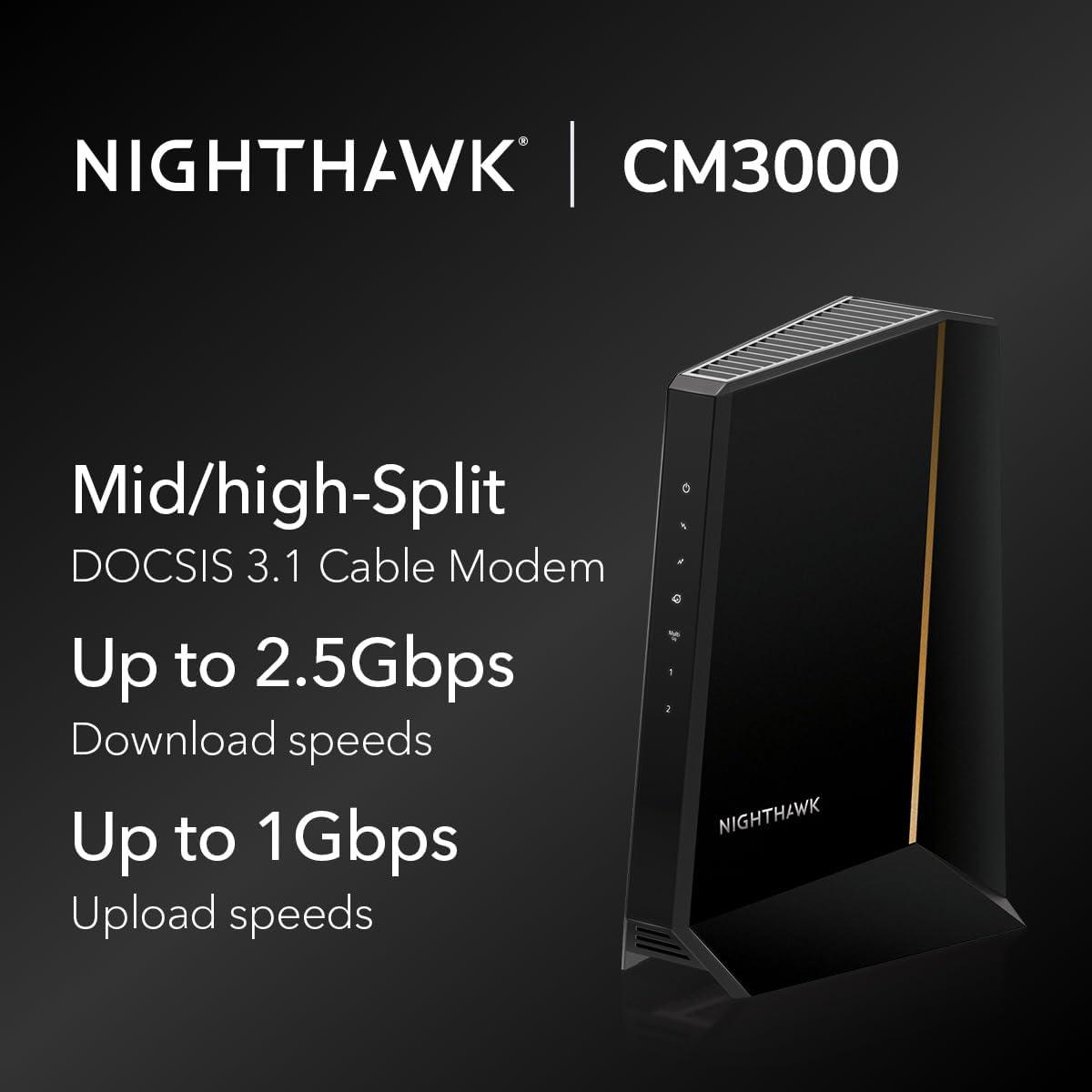 Módem por Cable NETGEAR Nighthawk CM3000 2.5Gbps Negro