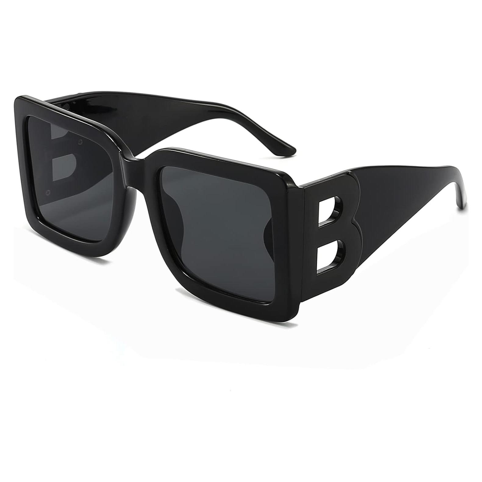 Gafas de sol cuadradas PORADAY UV400 unisex marco negro