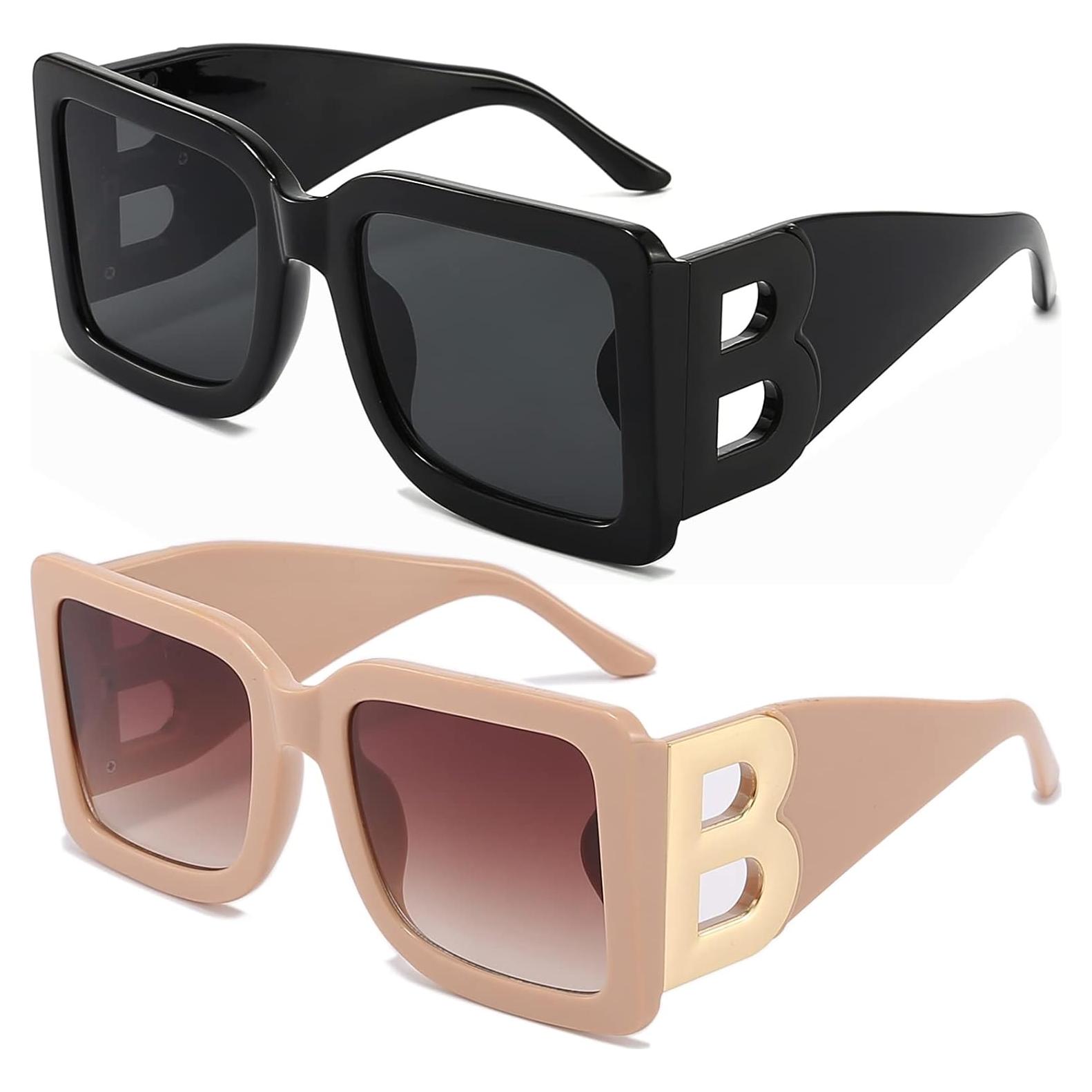 Gafas de sol cuadradas PORADAY UV400 unisex marco negro