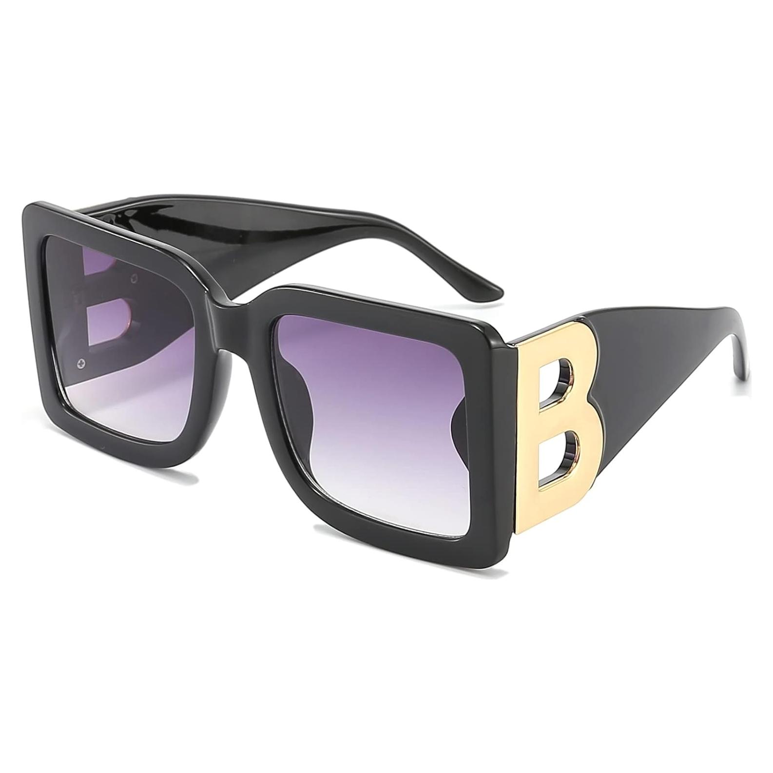 Gafas de sol cuadradas PORADAY UV400 unisex marco negro