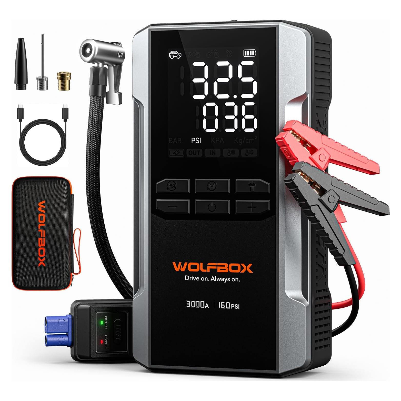 Arrancador de Batería WOLFBOX MegaVolt 16 con Compresor 3000A