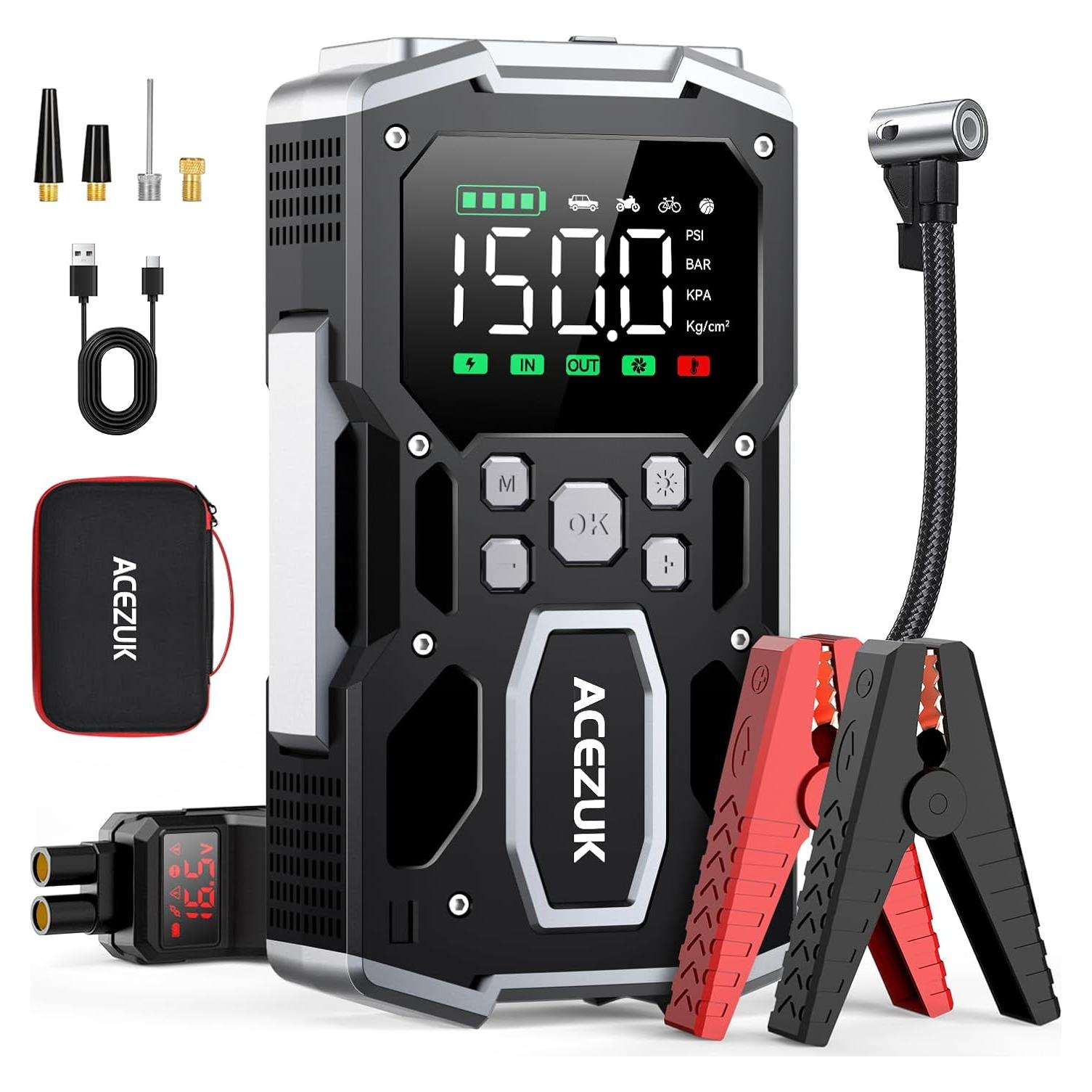 Arrancador de coche ACEZUK M03 con compresor 7000A 150PSI