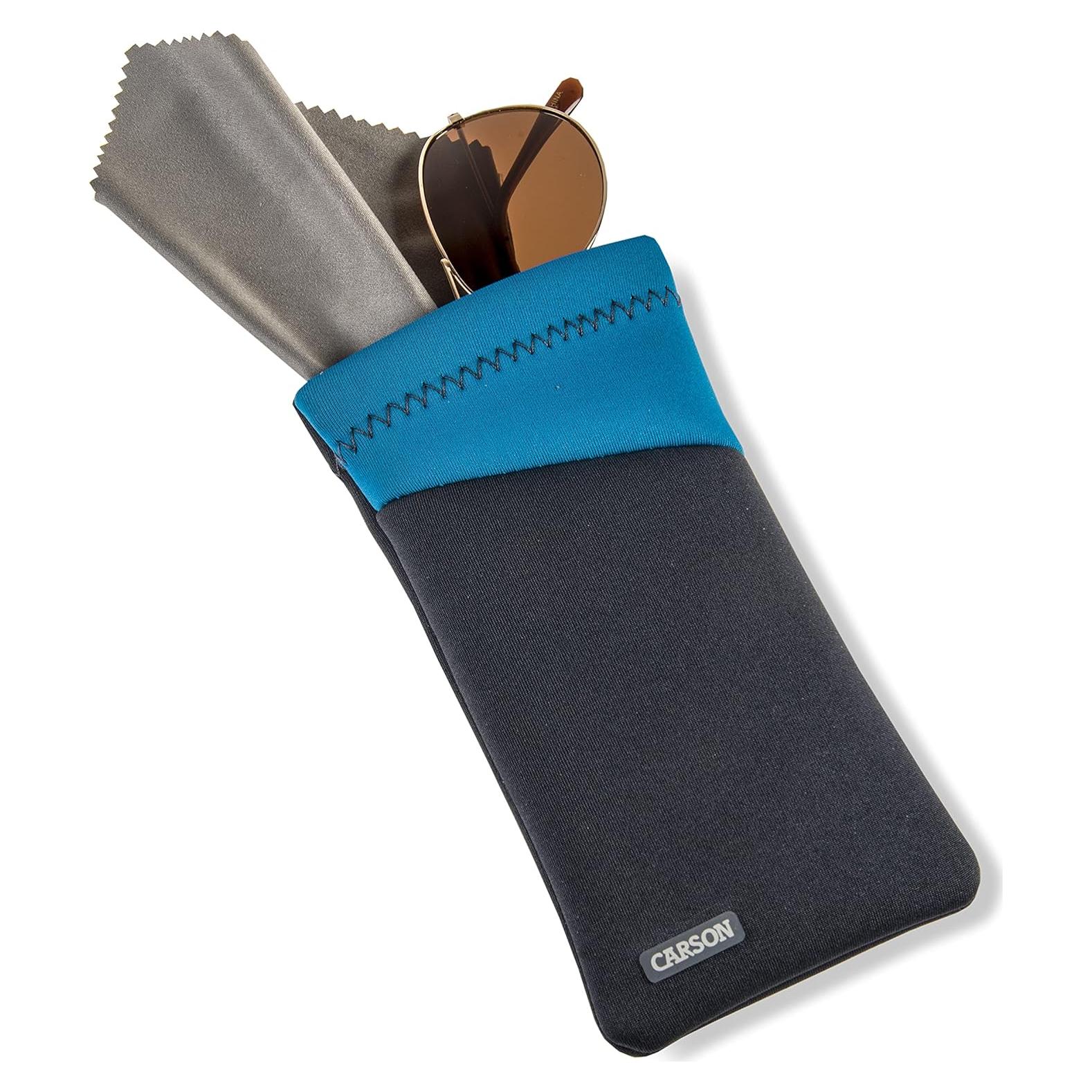 Funda para Gafas Carson Azul con Paño de Microfibra 9.1x17.5cm