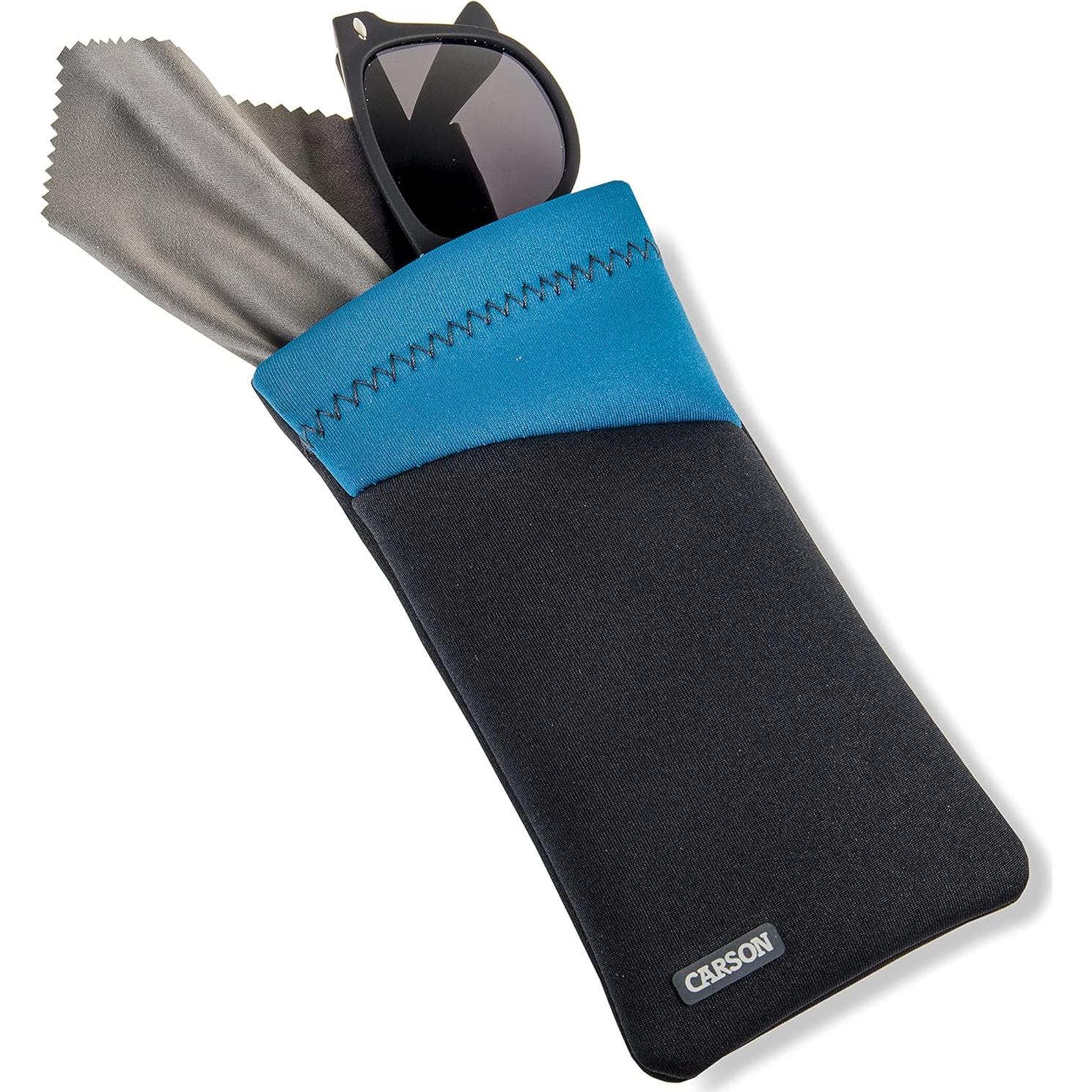 Funda para Gafas Carson Azul con Paño de Microfibra 9.1x17.5cm