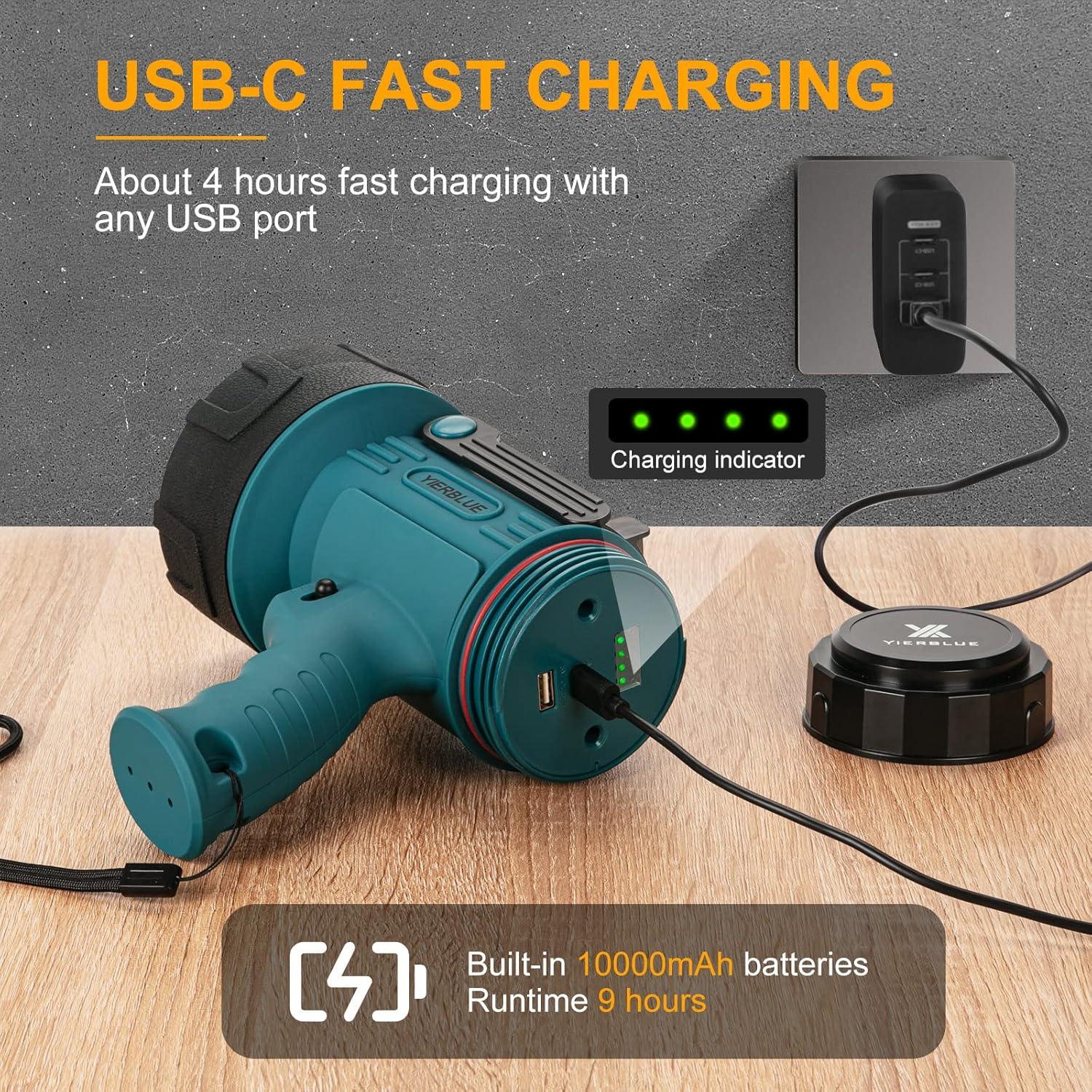 Linterna de Mano Recargable YIERBLUE 1000000 Lúmenes IP67