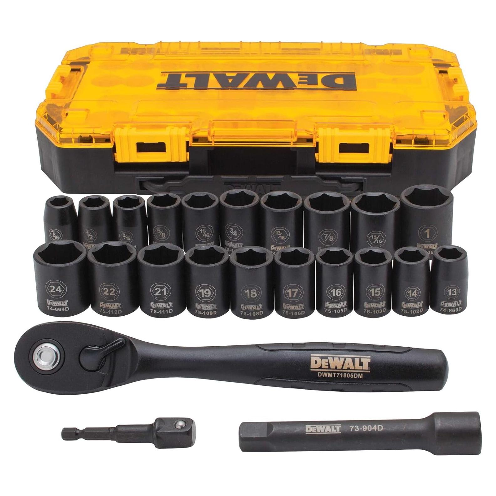 Juego de Enchufes de Impacto DEWALT 23 Piezas Métrico/SAE