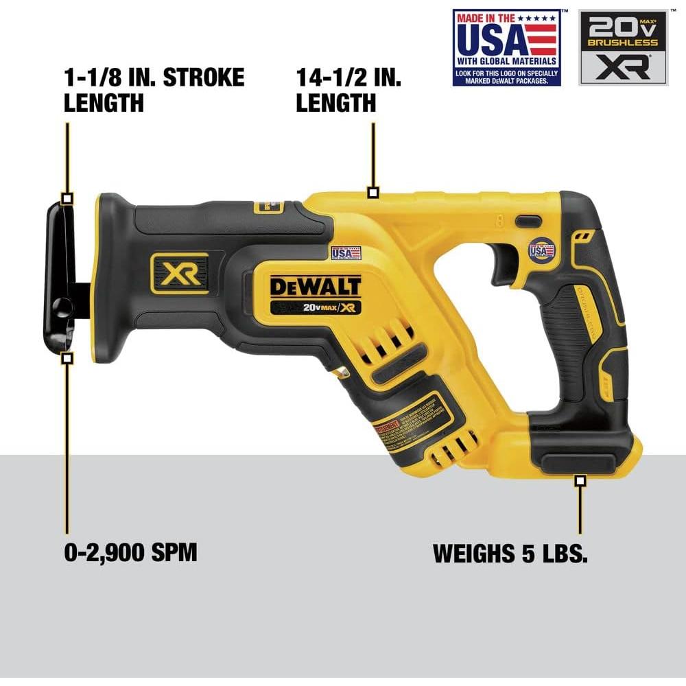 Sierra Recíproca Compacta DEWALT 20V MAX XR DCS367B 2.45 kg