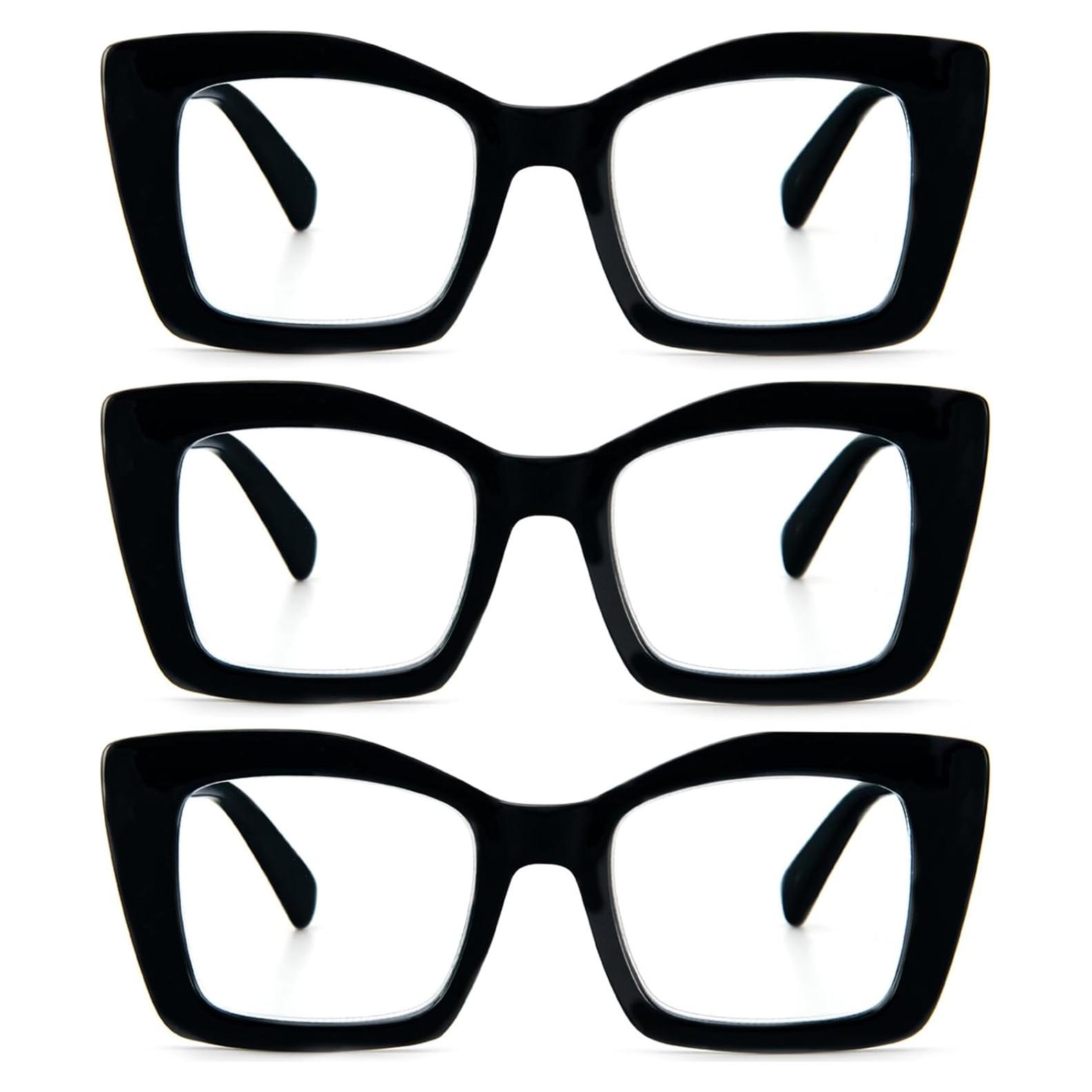 Gafas de lectura REAVEE estilo Oprah, bloqueo luz azul, 3 pcs