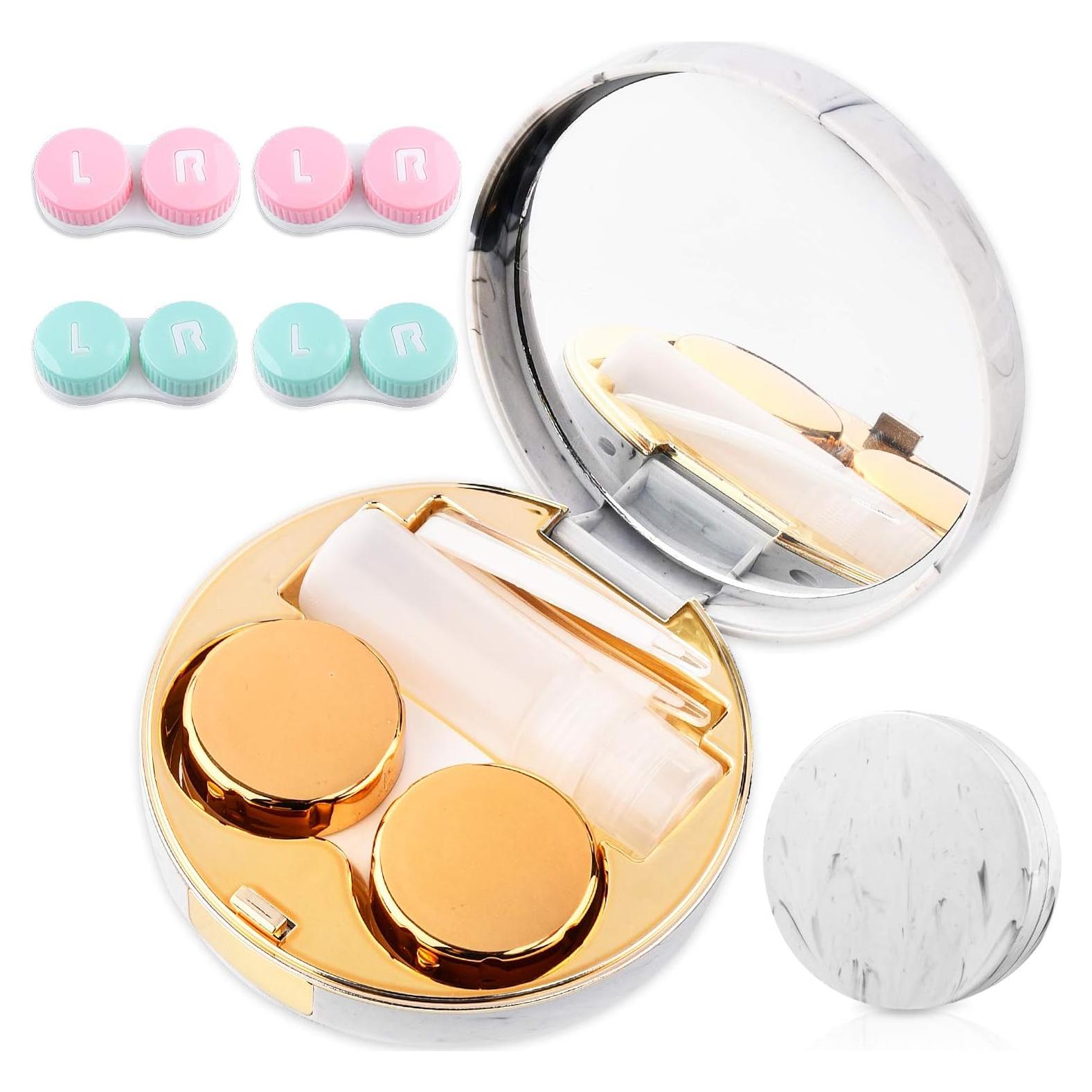 Estuche de Lentes de Contacto Cauyuan Portátil con Espejo