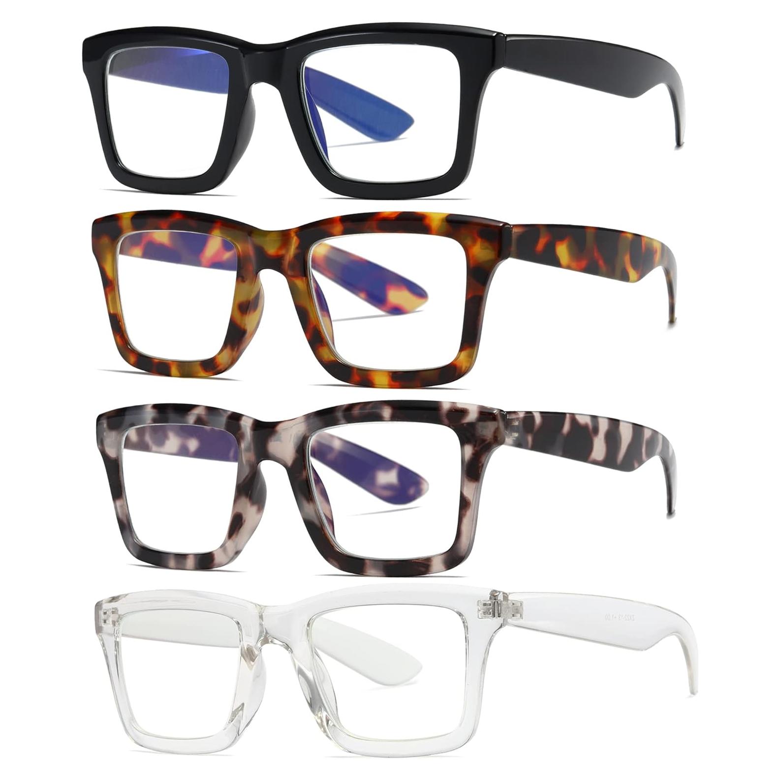 Paquete de 4 Gafas de Lectura ZXYOO Cuadradas Anti Luz Azul