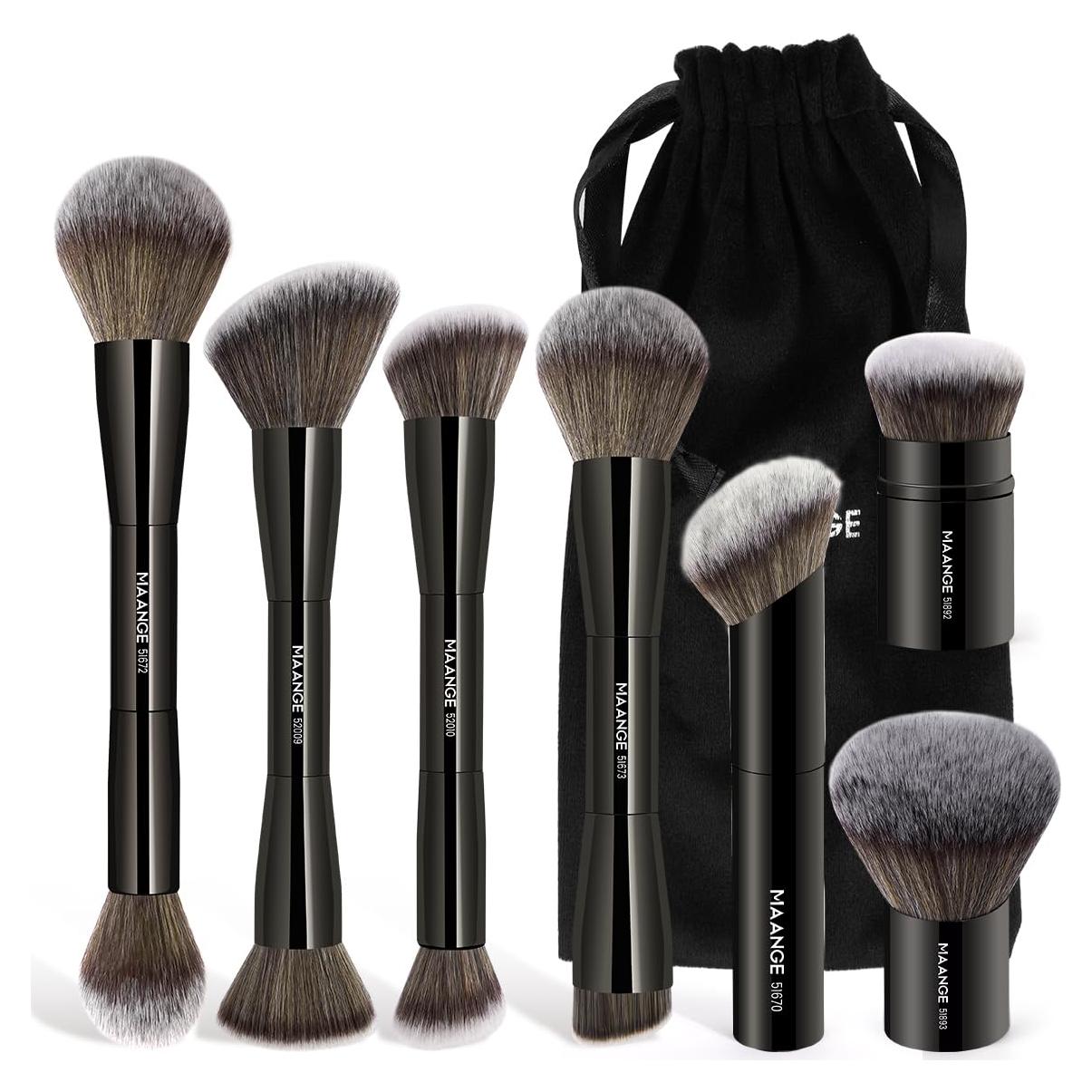 Set de Brochas de Maquillaje MAANGE 7 Piezas Kabuki Negro