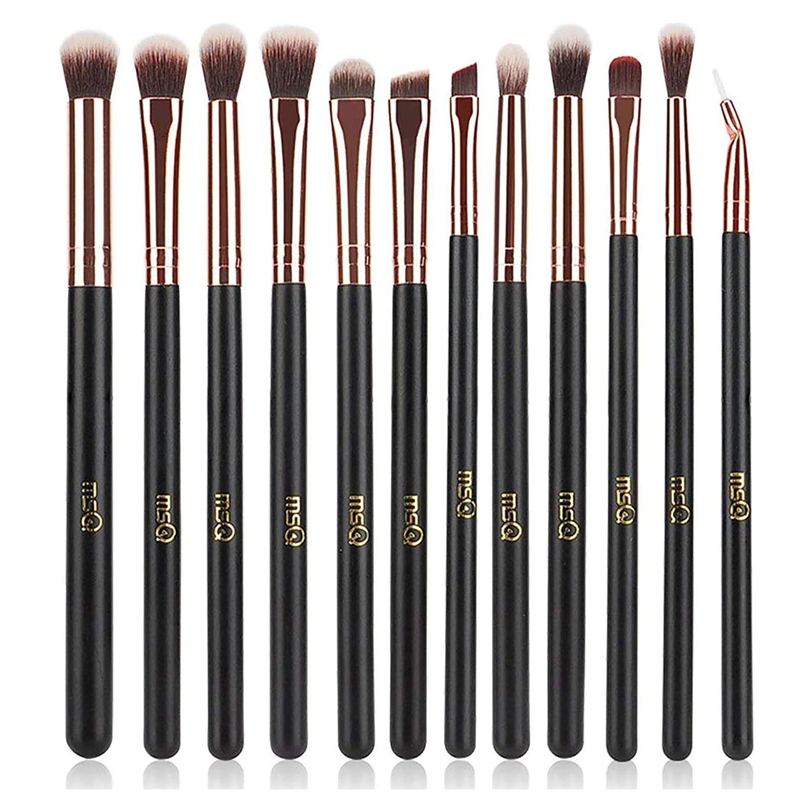 Juego de Brochas de Maquillaje MSQ 12pcs Oro Rosa Cerdas Suaves