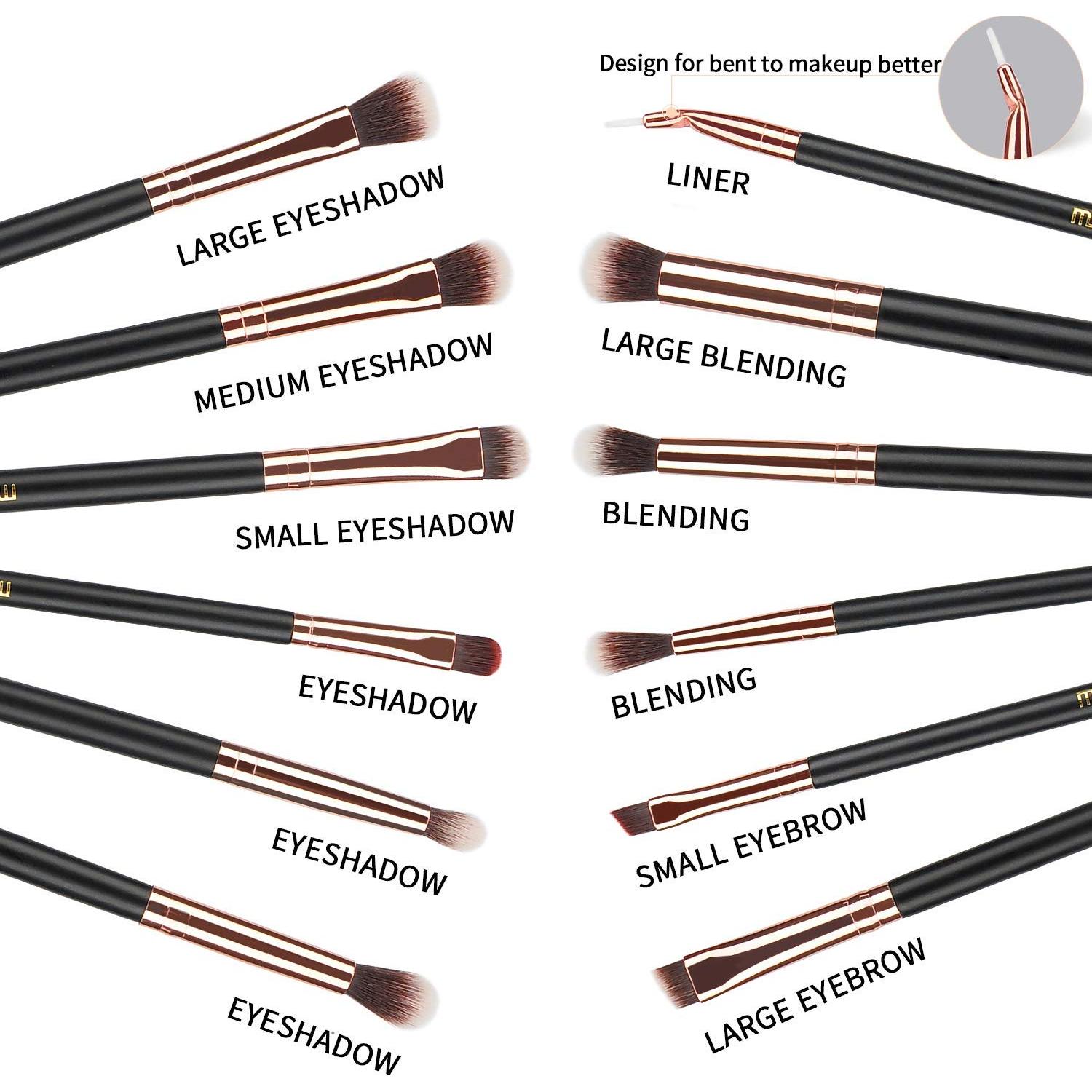 Juego de Brochas de Maquillaje MSQ 12pcs Oro Rosa Cerdas Suaves