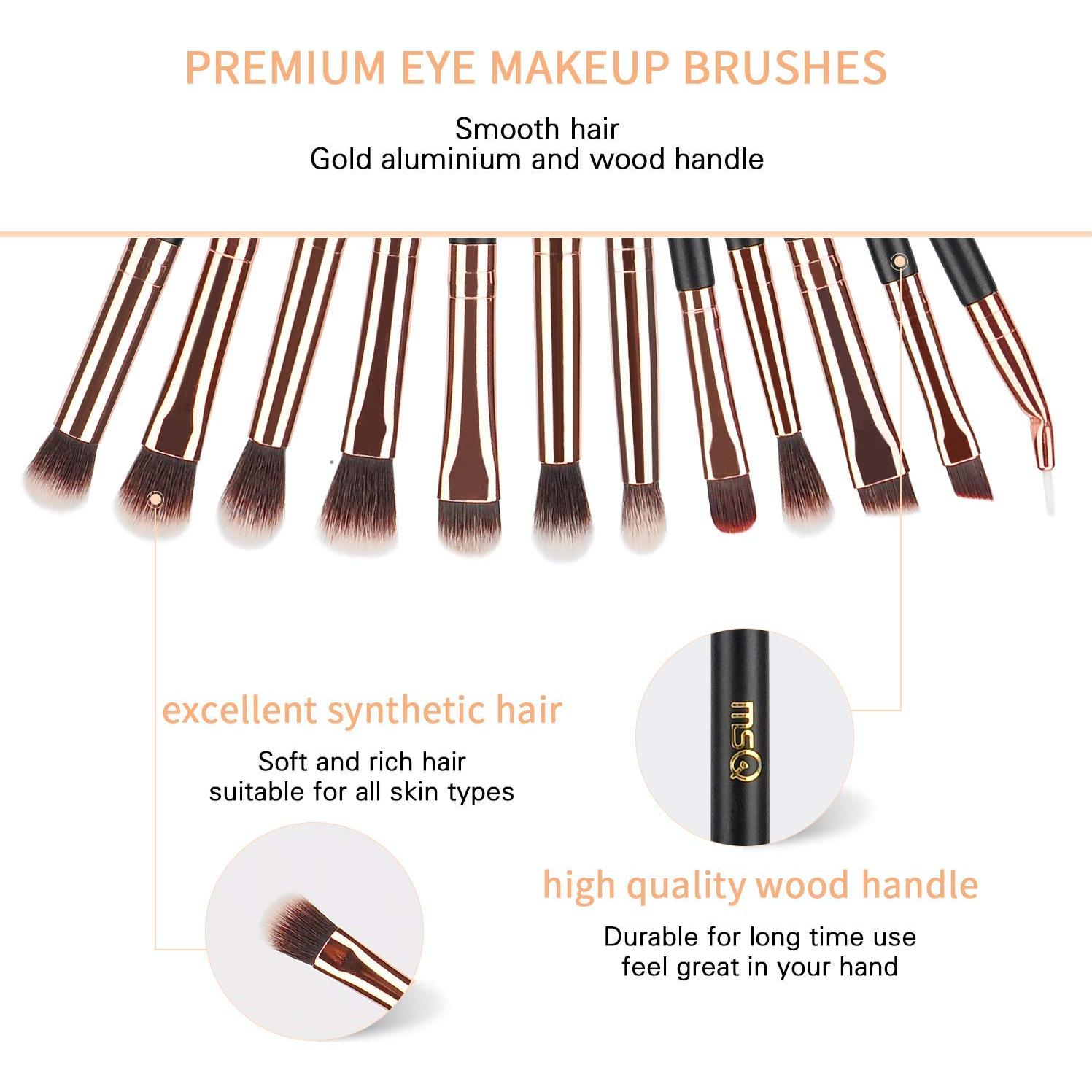 Juego de Brochas de Maquillaje MSQ 12pcs Oro Rosa Cerdas Suaves