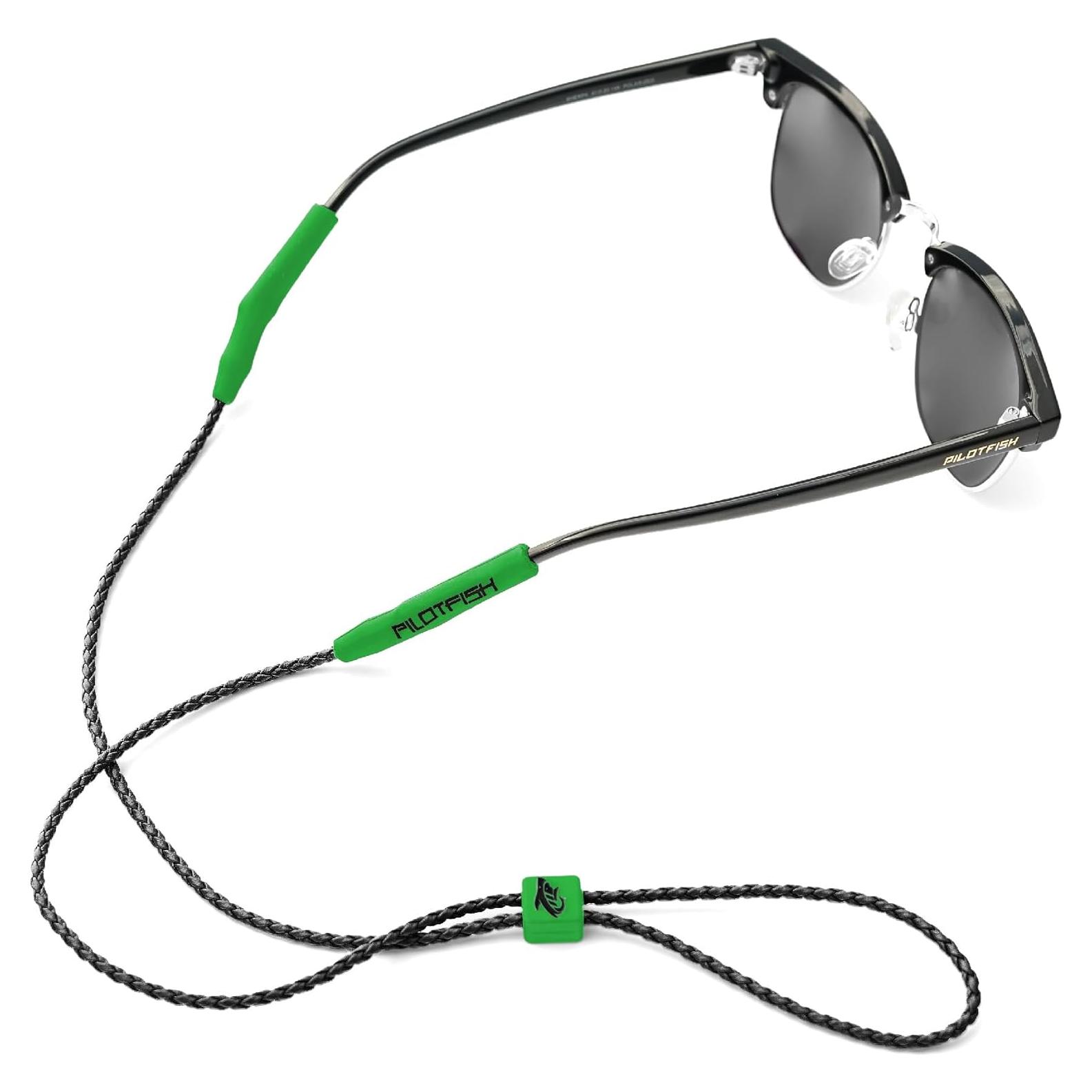 Correa de Gafas Pilotfish de Cuero Trenzado Verde