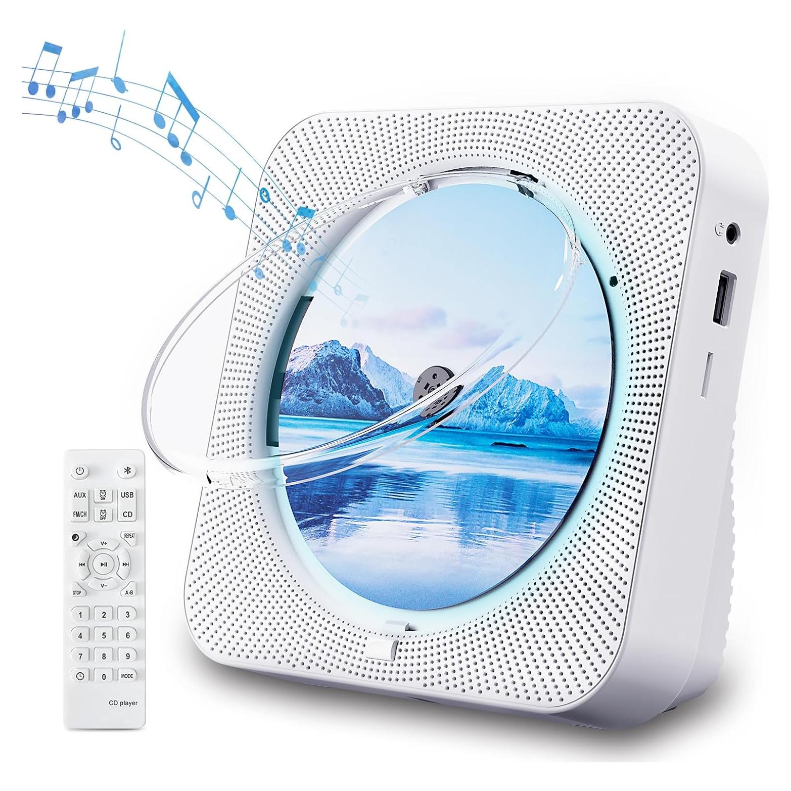 Reproductor de CD Portátil ZYOKATA Blanco Bluetooth 5.1 HiFi