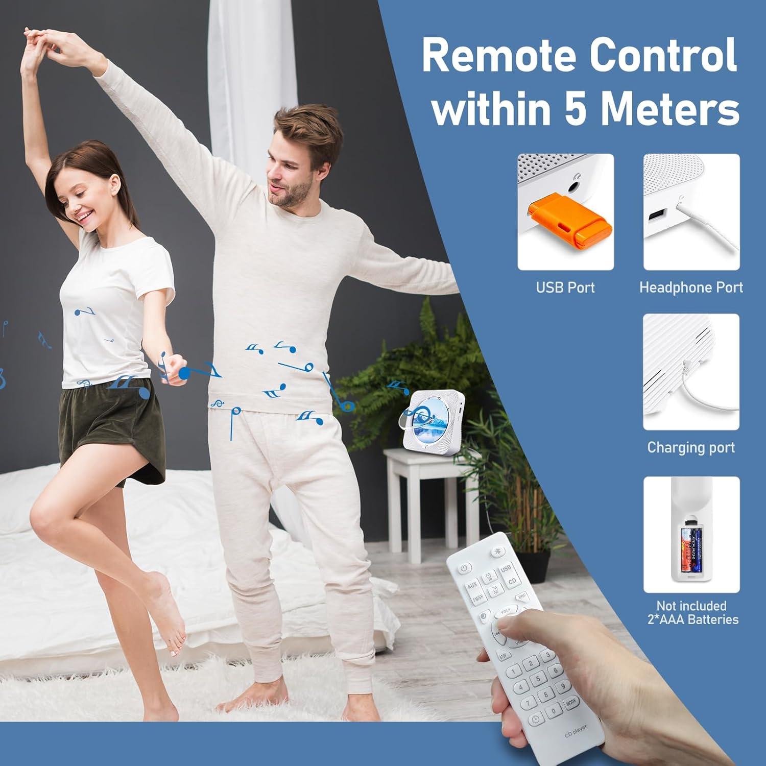 Reproductor de CD Portátil ZYOKATA Blanco Bluetooth 5.1 HiFi