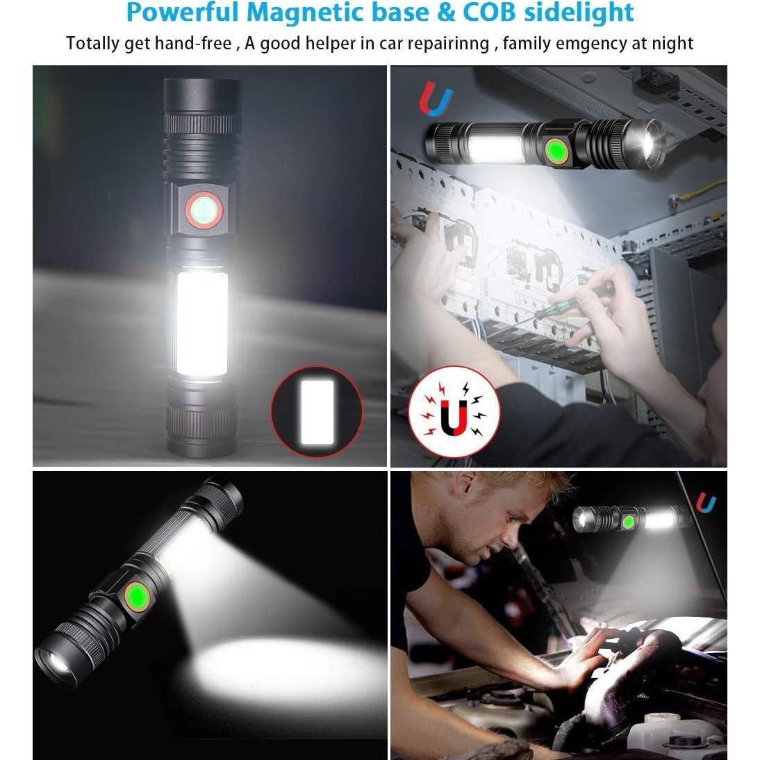 Linterna LED Recargable Hoxida 2000 Lúmenes Imán 2 Pzas