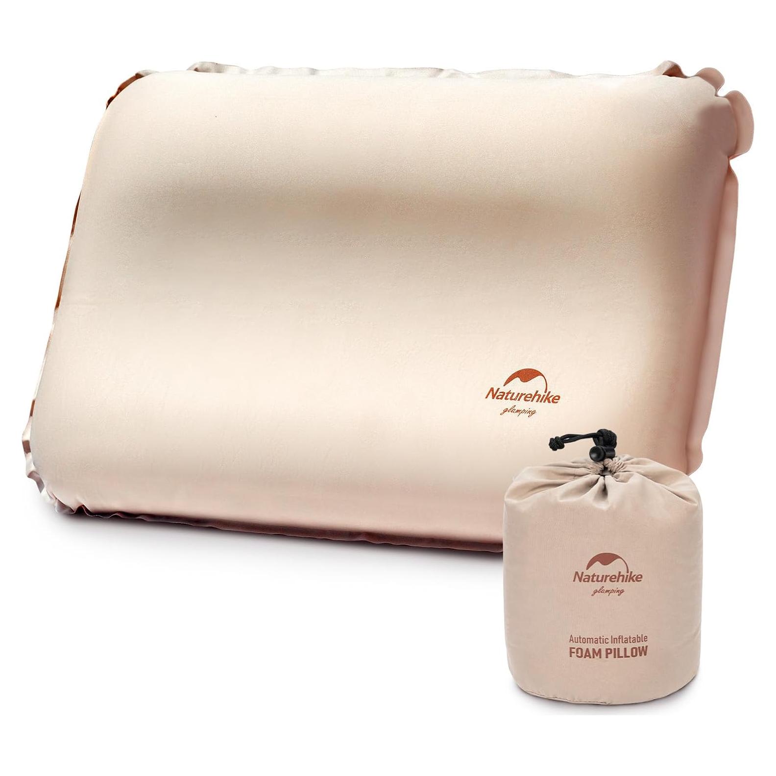 Naturehike Camping Pillow with Memory Foam, Self-Inflating Portable Pillow, Camping Essentials, Ergonomic for Neck Support, Travel Pillows for Camping, Airplanes, Hiking, Backpacking, Hammock