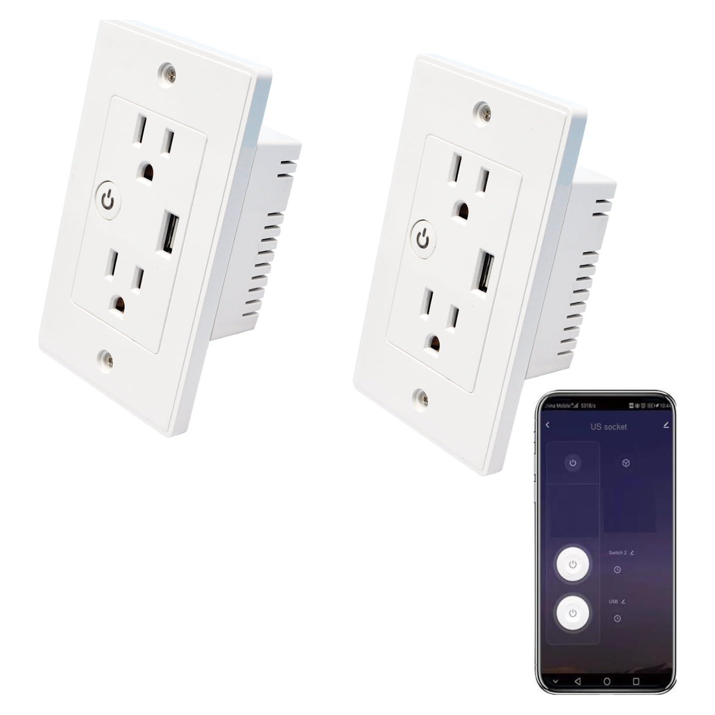 Enchufe Inteligente WiFi Jinvoo 2 AC con USB Control Remoto