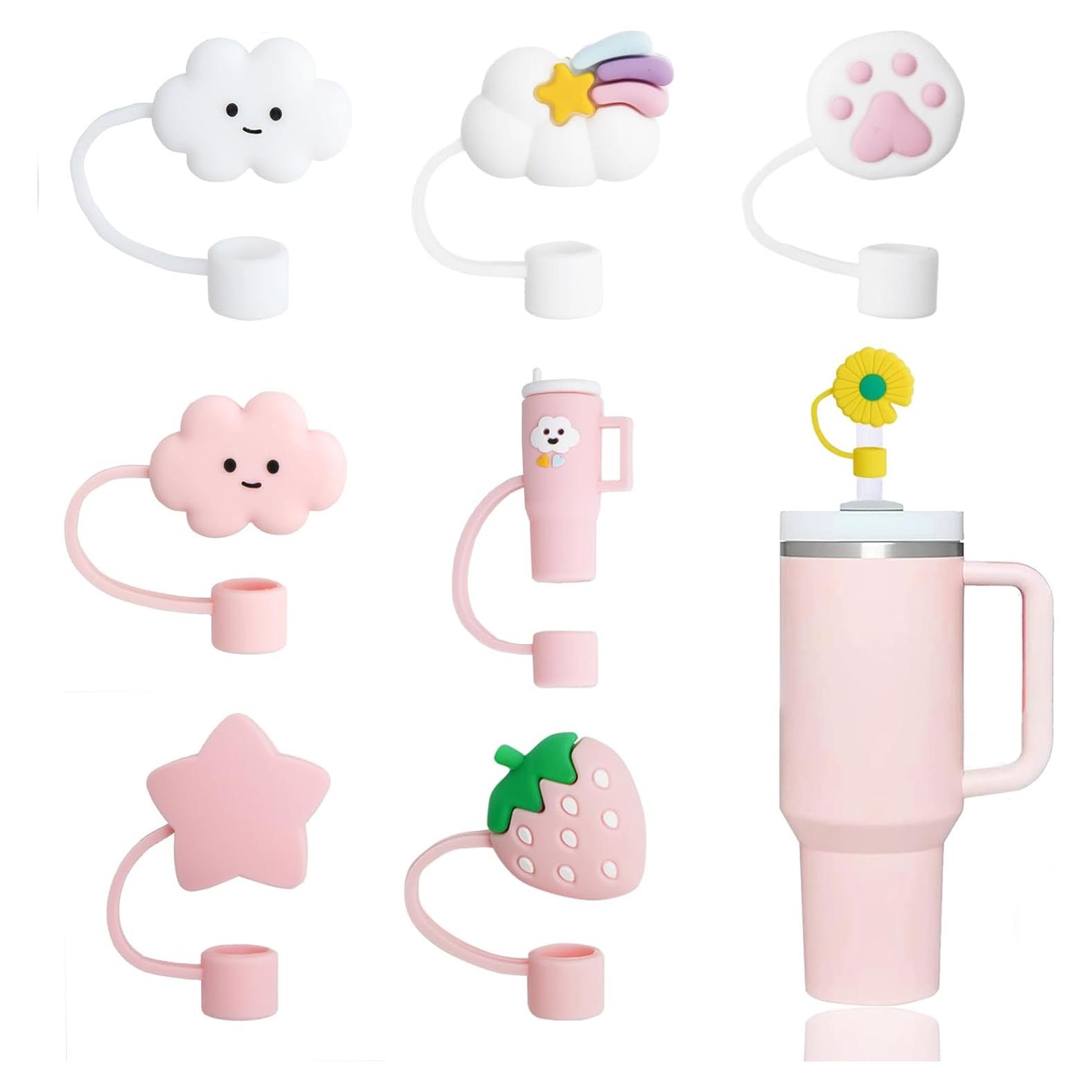 Cubiertas de Pajitas YAYAYOUNG 8 Pcs Silicona 10mm Taza Stanley