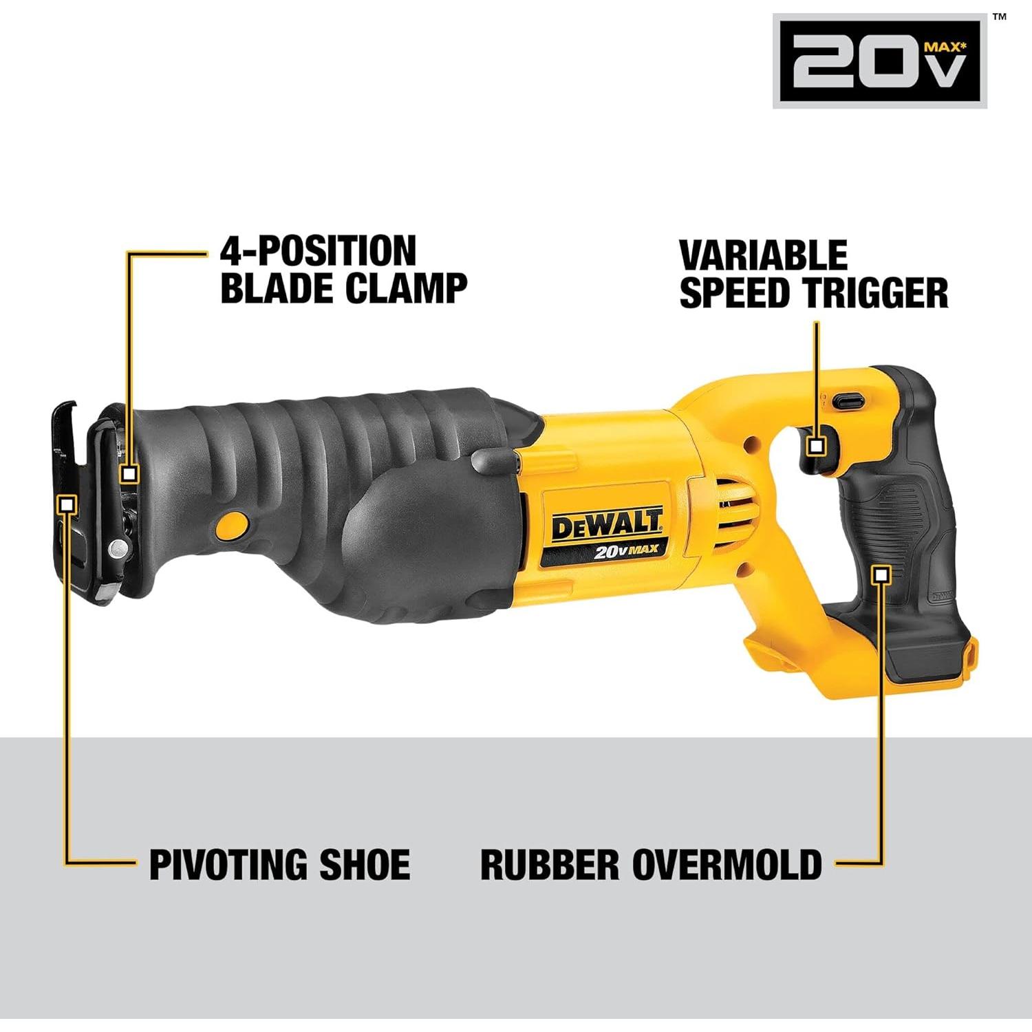 20V MAX Reciprocating Saw, 3,000 Strokes Per Minute, Variable Speed Trigger, Bare Tool Only (DCS380B)