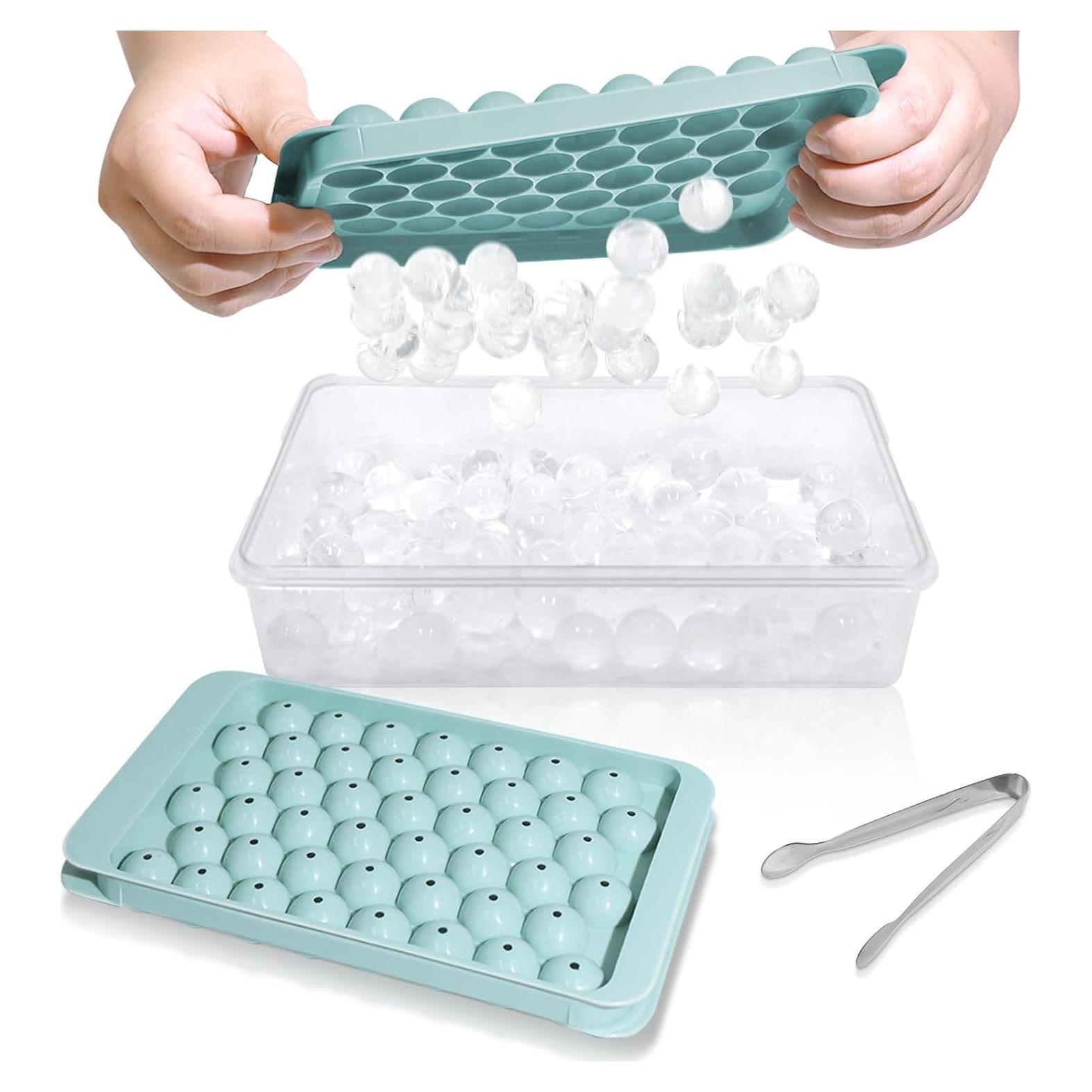 Bandeja de Hielo WIBIMEN Redonda con Tapa y Contenedor Azul