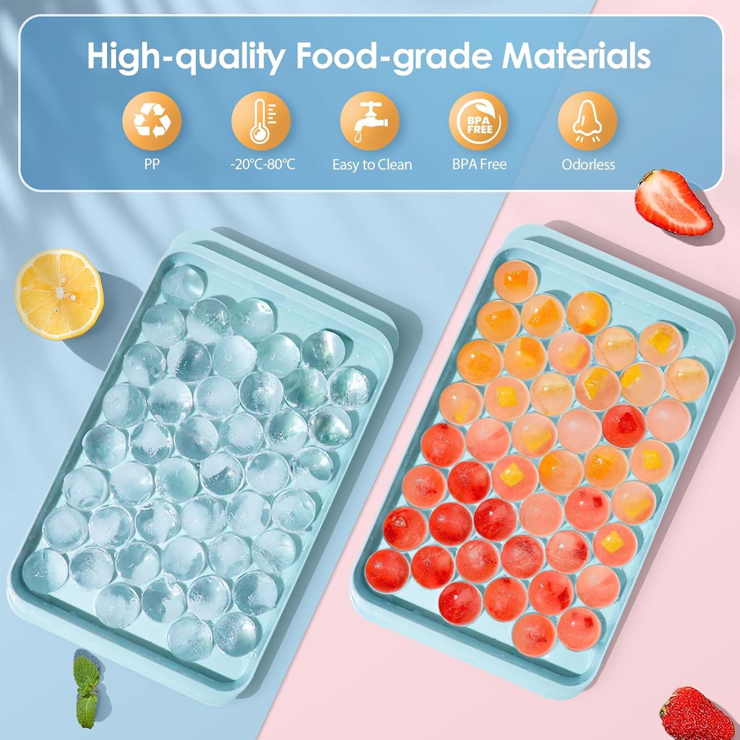 Bandeja de Hielo WIBIMEN Redonda con Tapa y Contenedor Azul