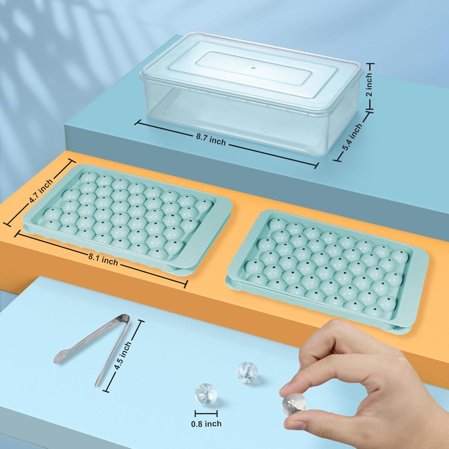Bandeja de Hielo WIBIMEN Redonda con Tapa y Contenedor Azul