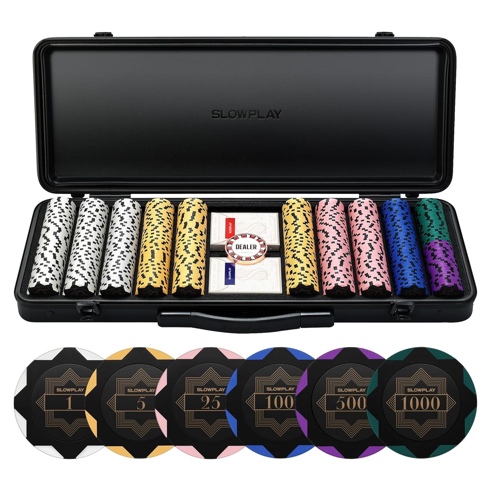 Fichas de Póker SLOWPLAY 500 PCS Estuche Duradero