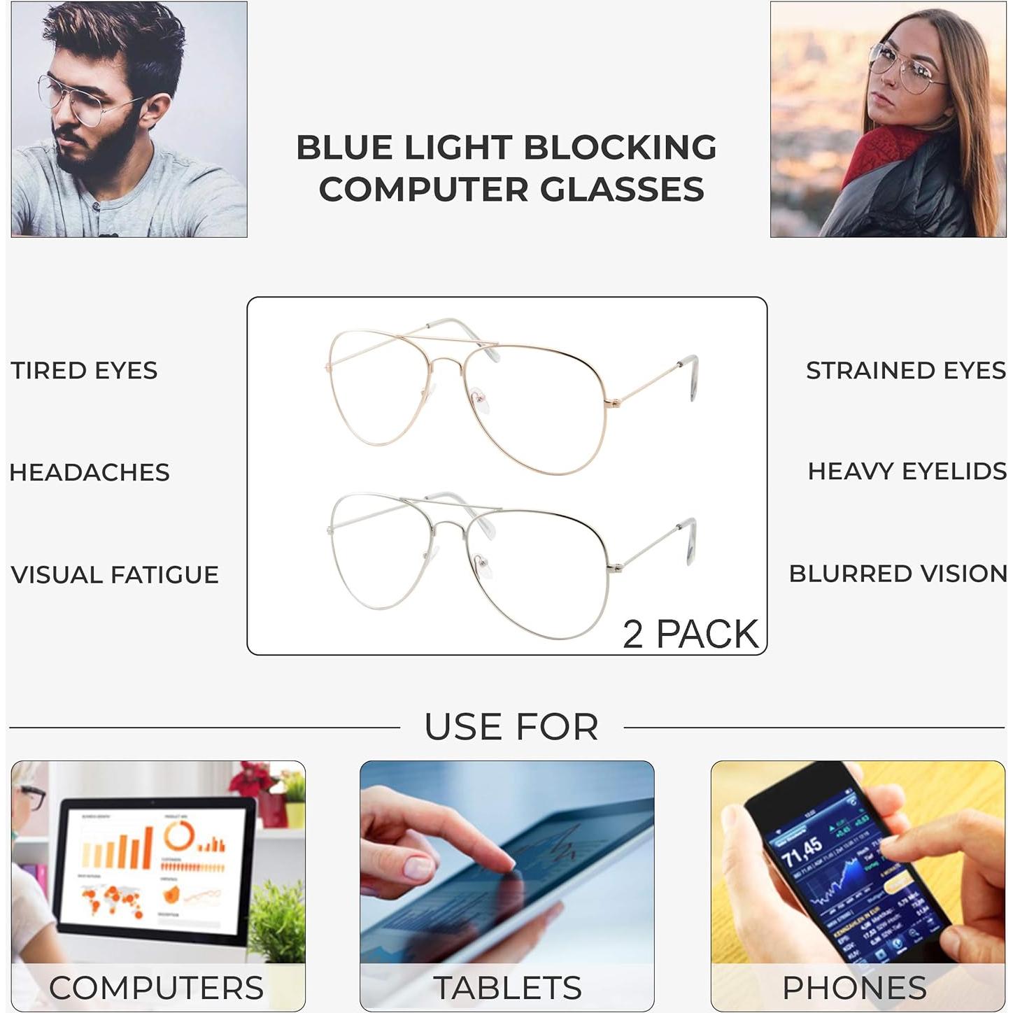 Gafas de computadora antirreflejo UV400 GrinderPUNCH - 2 unidades plateadas