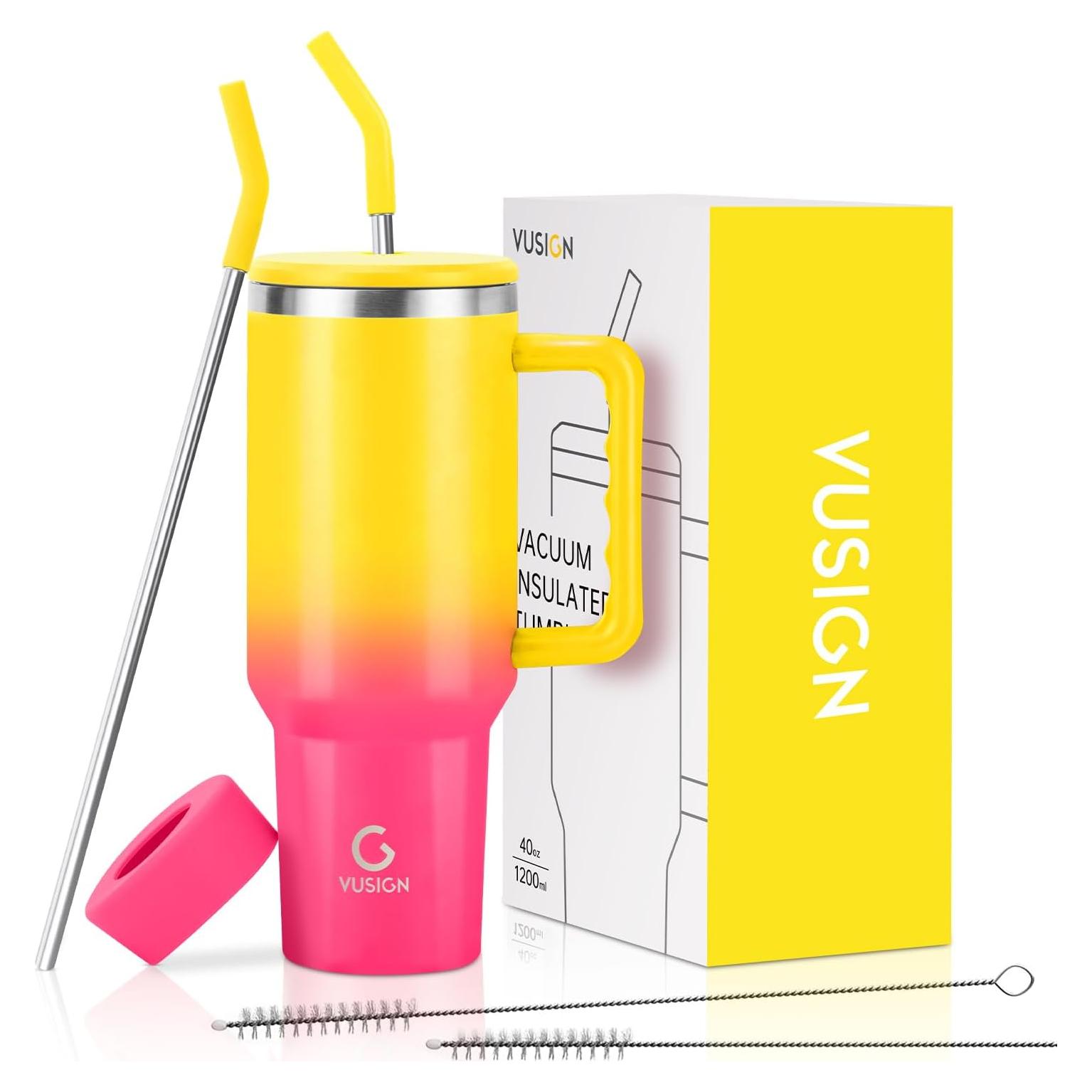 Vaso VUSIGN 1.13 kg con Asa y Tapa para Popote 40 oz