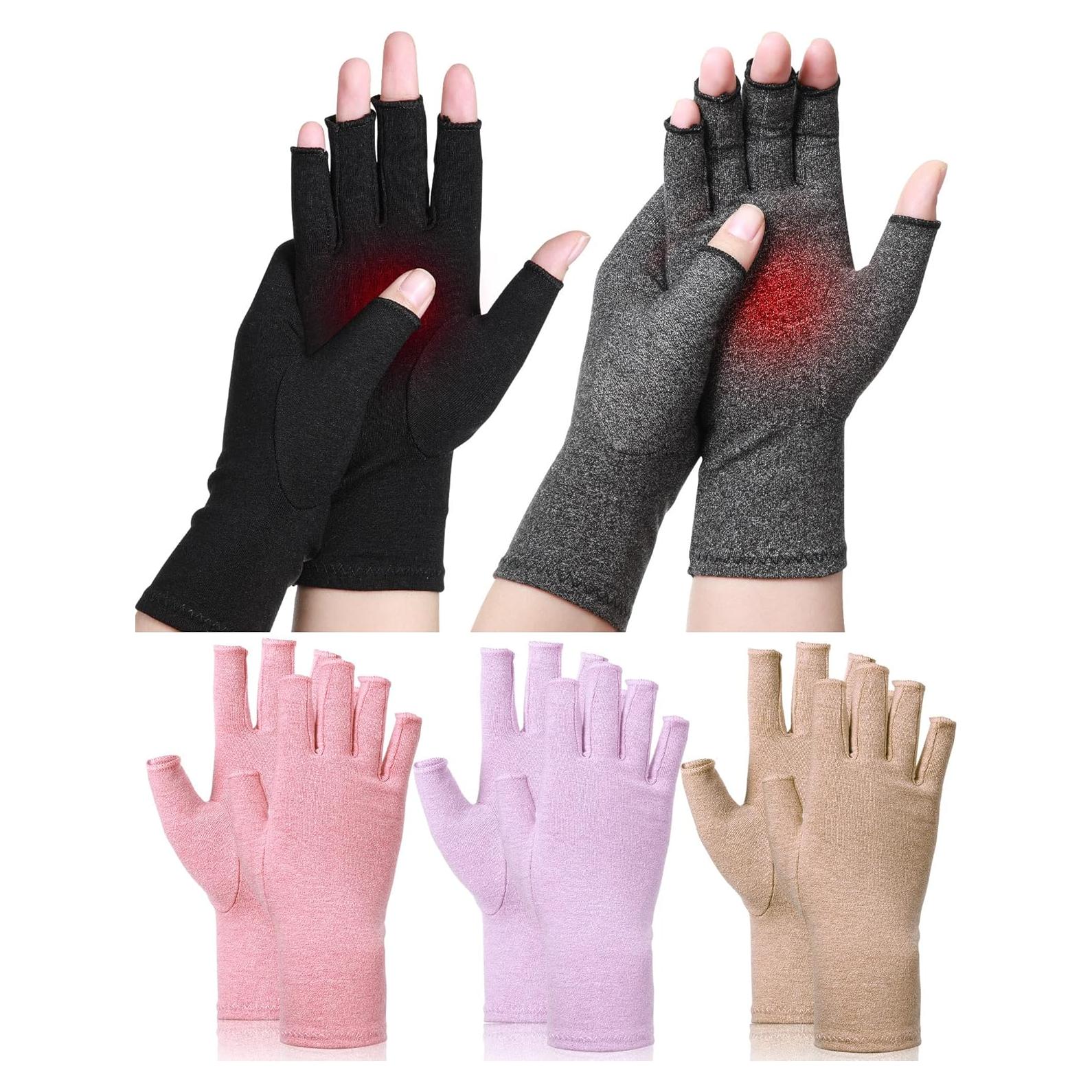 Guantes de Compresión SATINIOR para Artritis 5 Pares Mediano