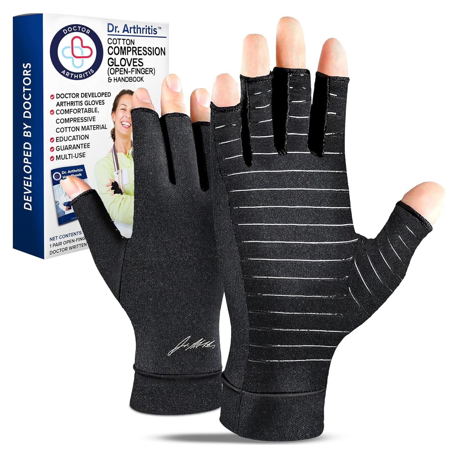Guantes de Compresión de Cobre Dr. Arthritis para Artritis - Negro