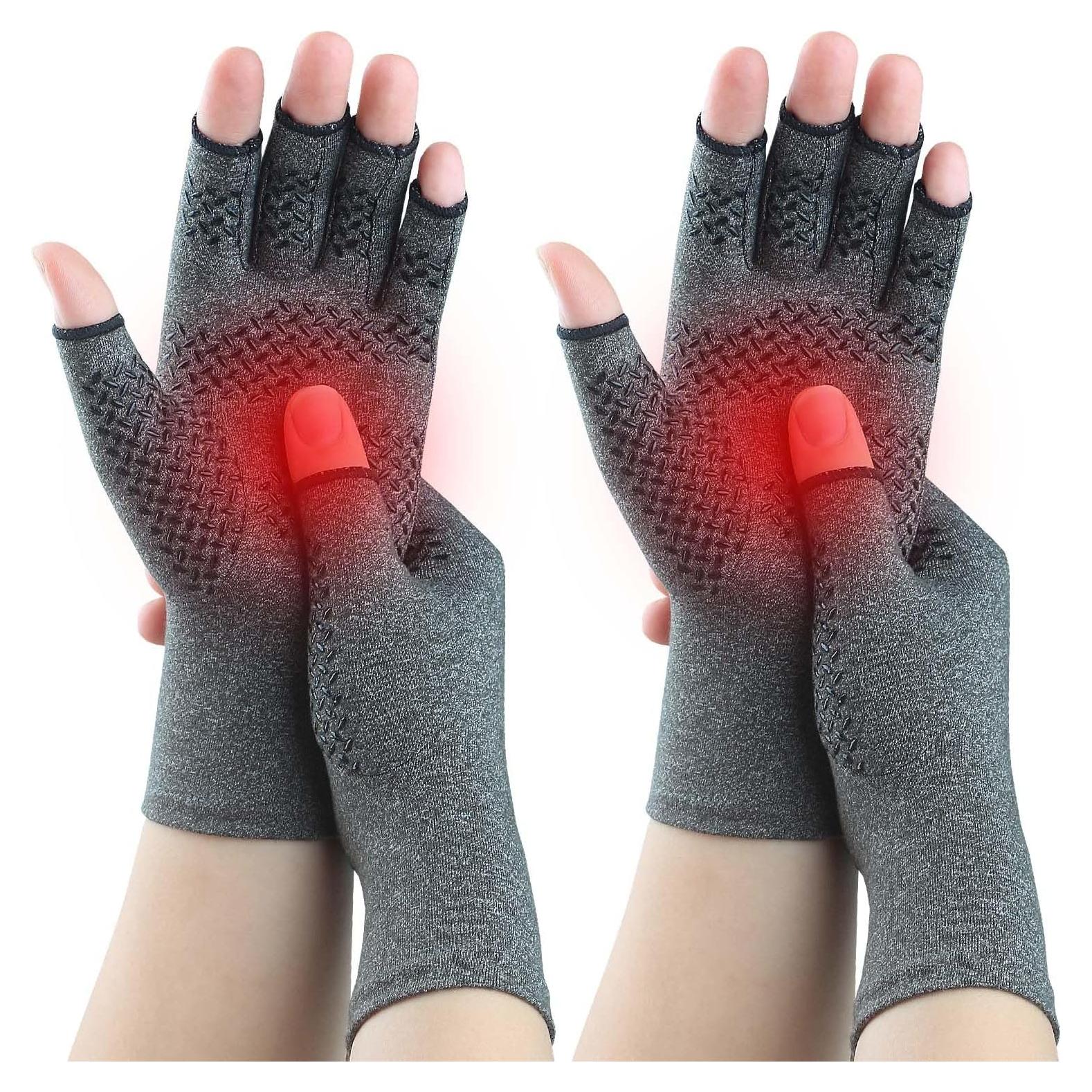 Guantes de Compresión Kecartu para Artritis - 2 Pares Gris