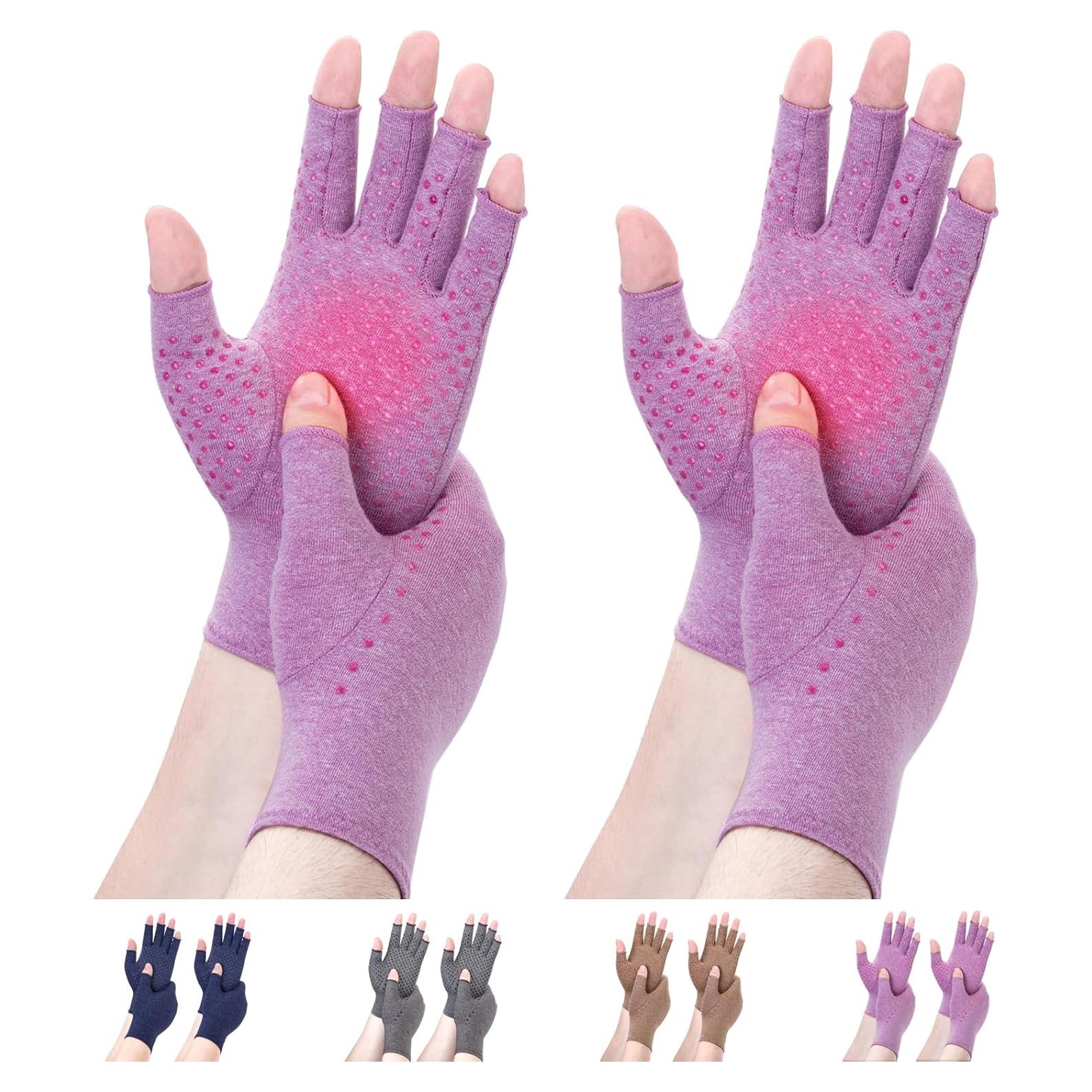 Guantes de Compresión DRNAIETY para Artritis Sin Dedos M Púrpura