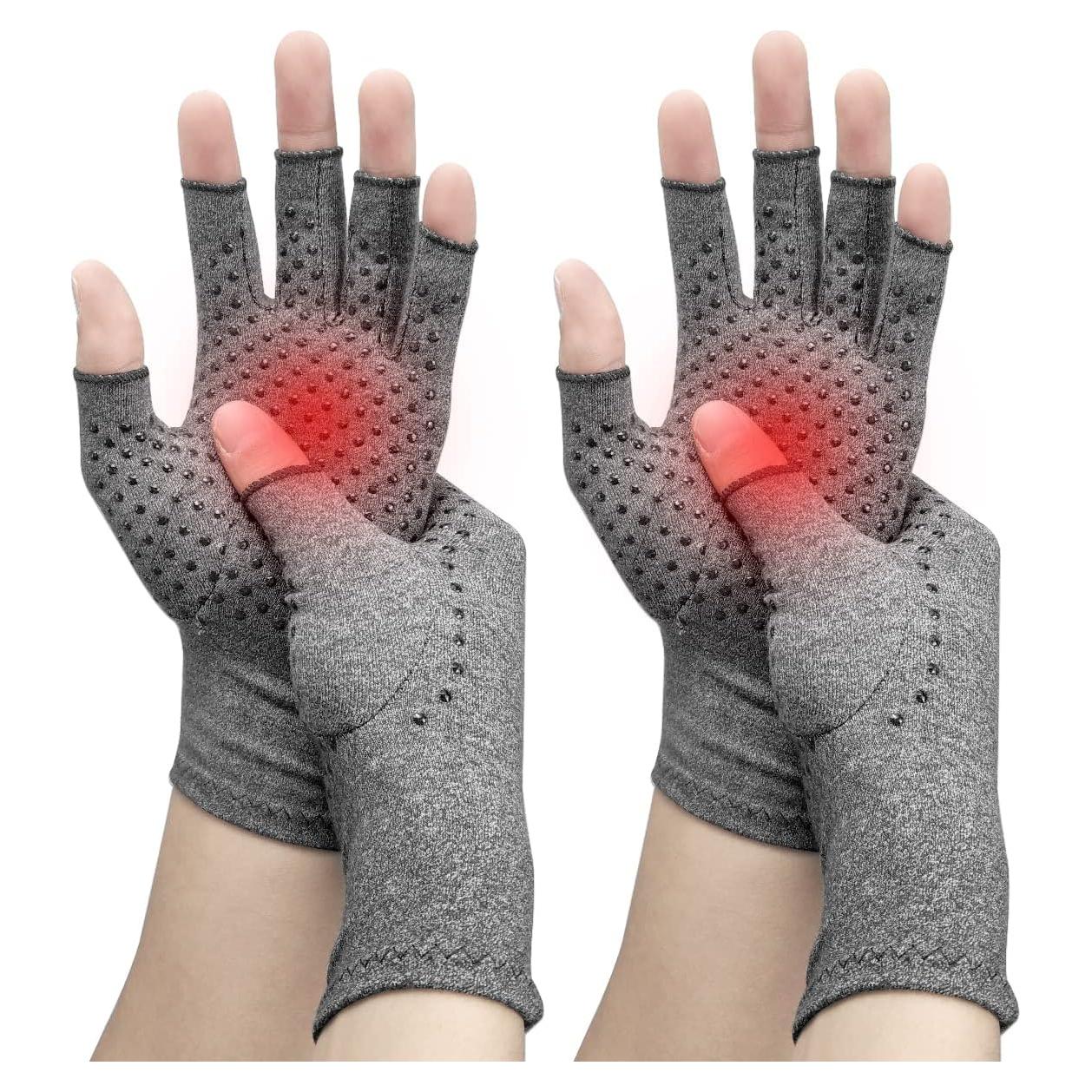 Guantes de Compresión DRNAIETY para Artritis Sin Dedos - Gris