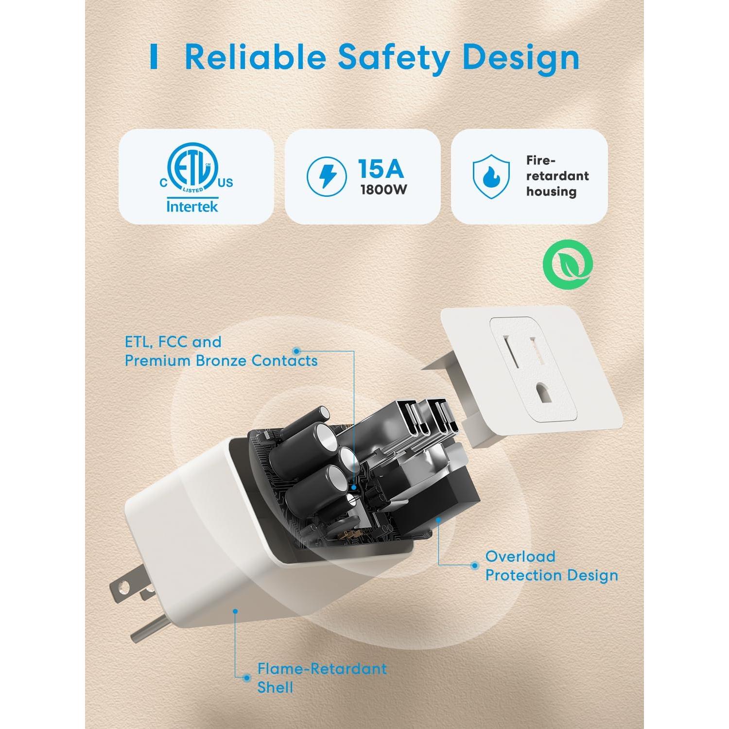 Enchufe Inteligente Meross MSS110HK 15A Wi-Fi Control Remoto
