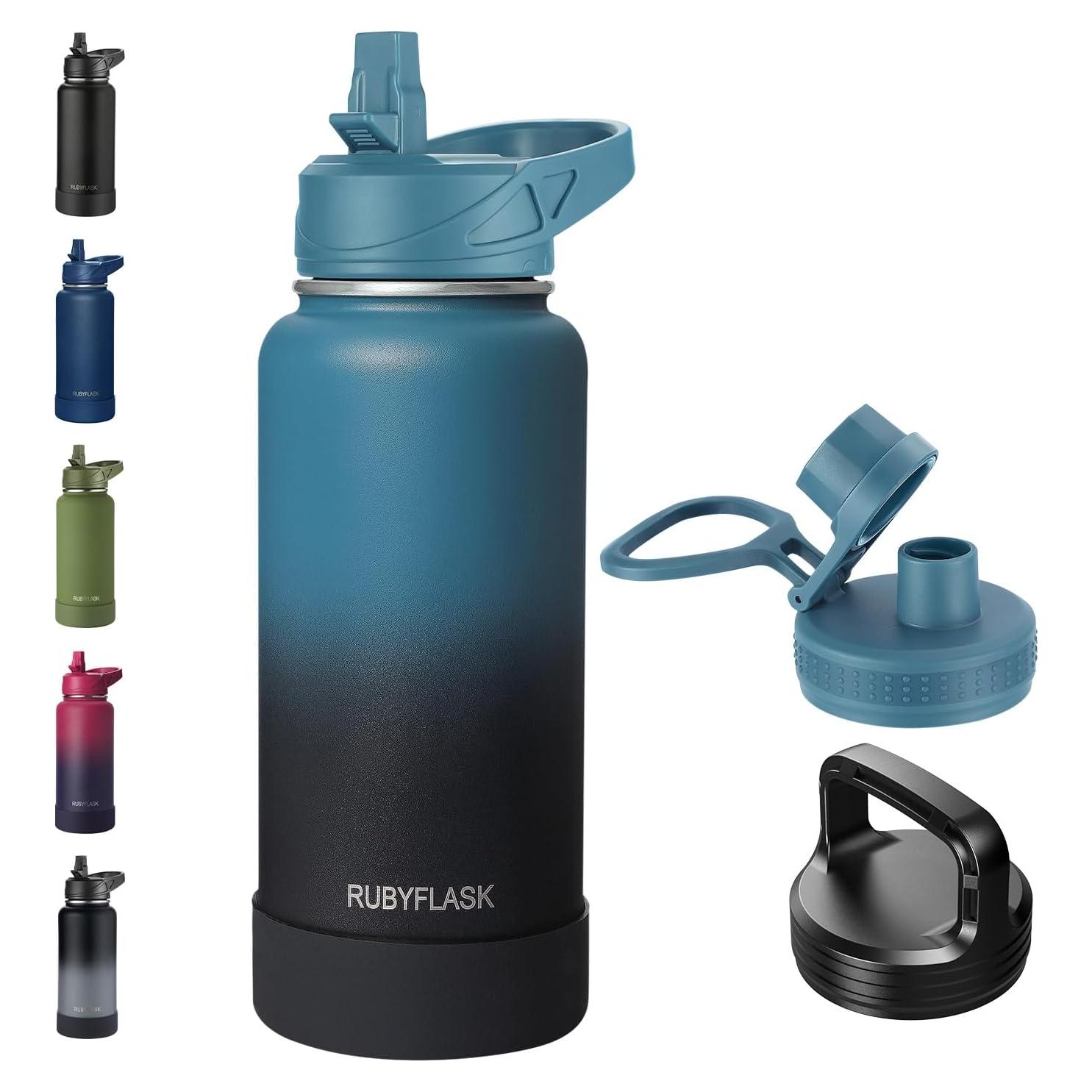 Botella de Agua Aislada RUBYFLASK 946 ml con Pajilla