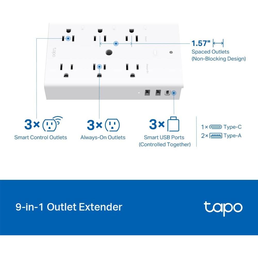 TP-Link Tapo P306 Enchufe Inteligente 3x USB Carga Rápida