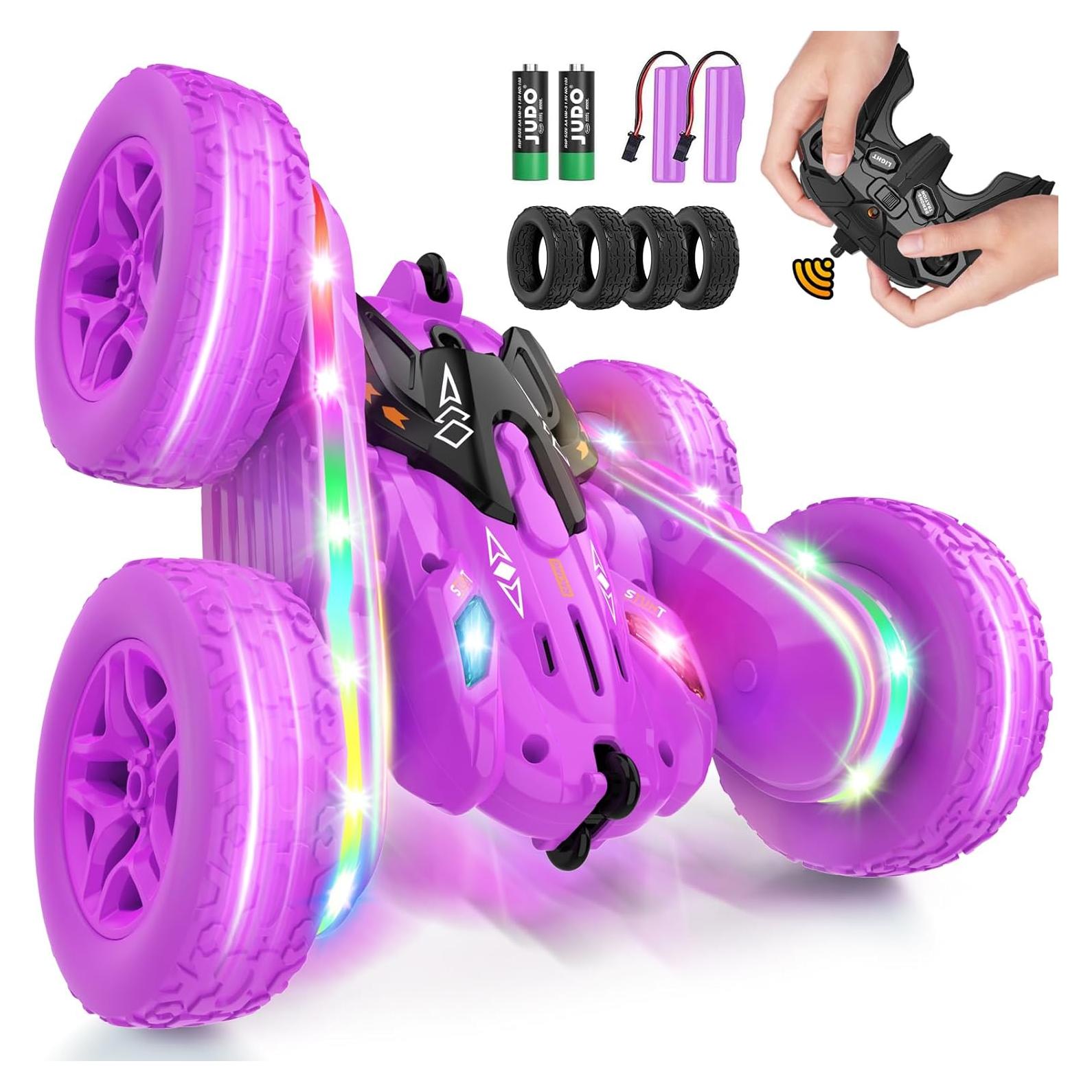 Coche RC Acrobático Jimdella 360° con Luces LED Púrpura