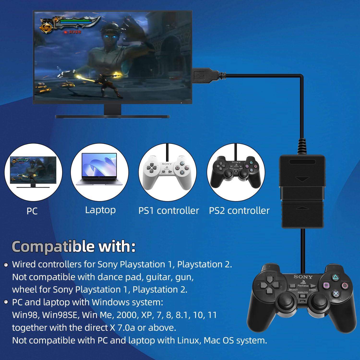 Adaptador USB OSTENT para Controlador PS1/PS2 a PC