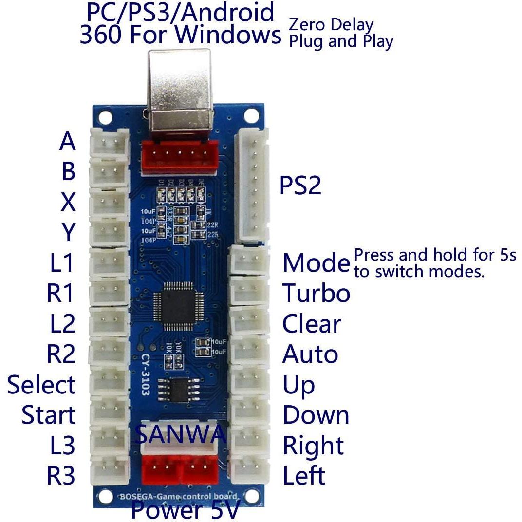 Controlador Arcade SJ@JX Kit DIY USB PS2 PC 0.20 kg