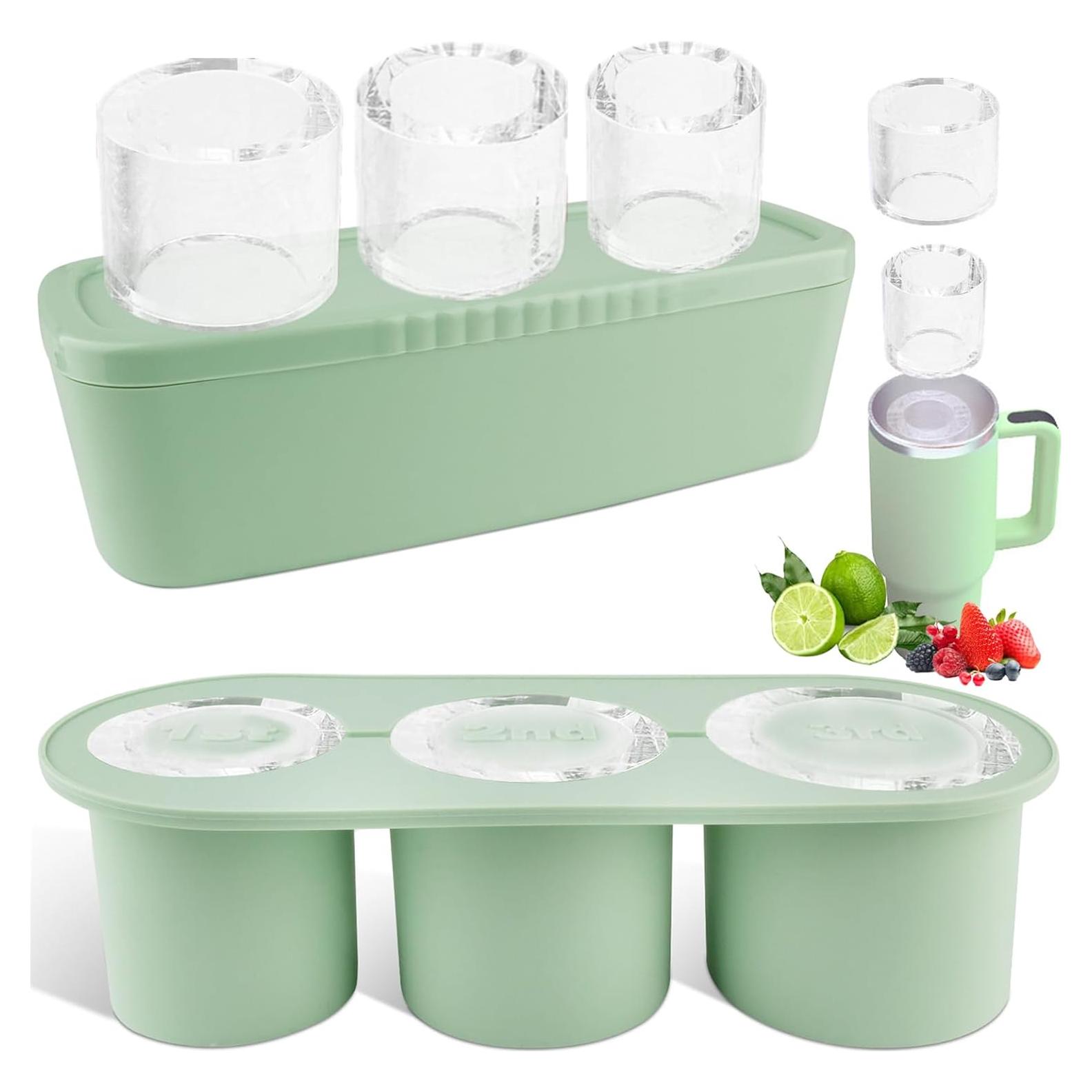 Bandeja de Hielo Fu Store 3pcs Silicona 40 oz Cilindro Verde