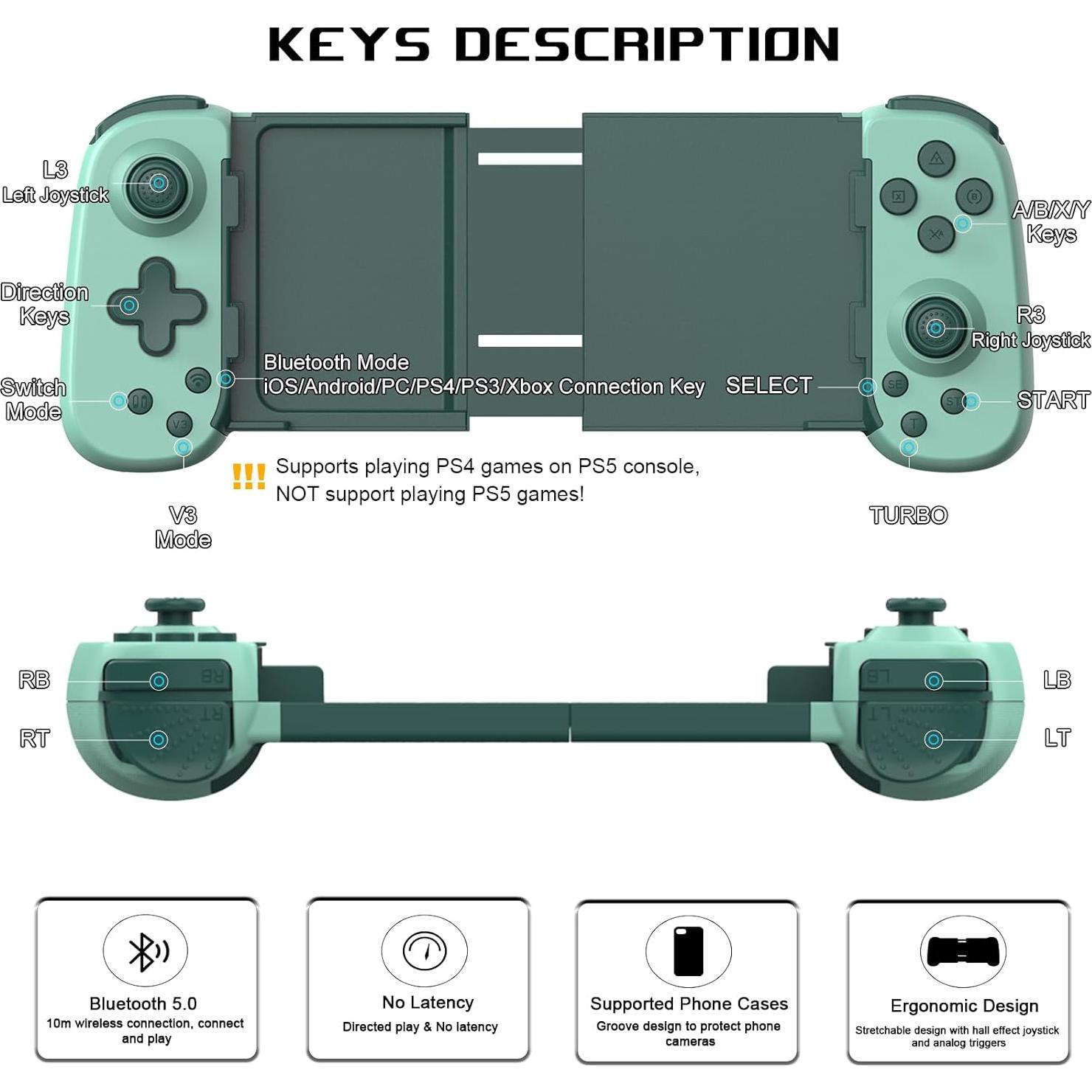 Controlador de Juegos Móvil arVin para Android/iOS - Gamepad Inalámbrico